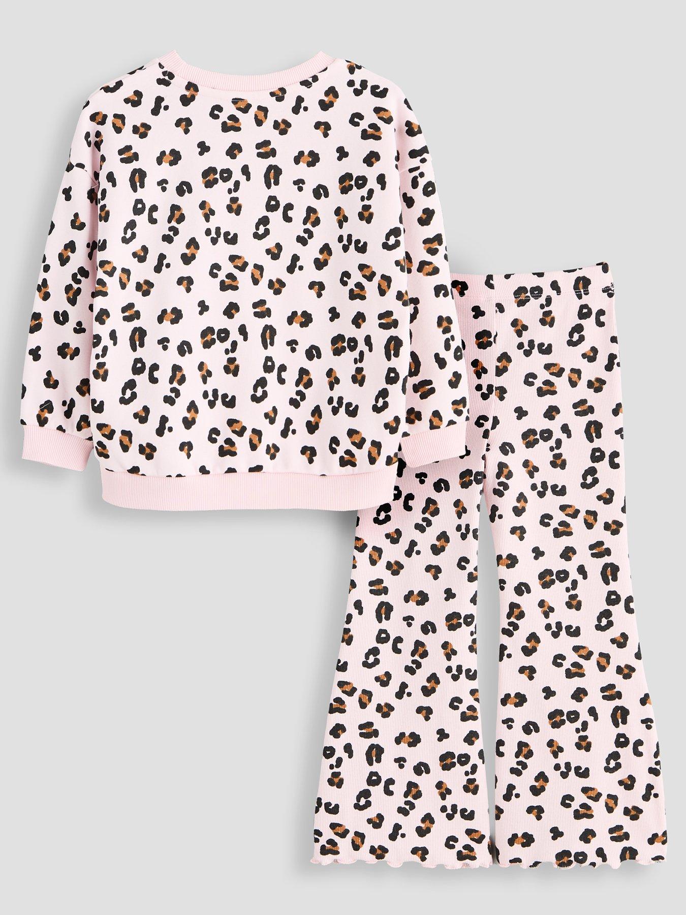 Image 2 of 6 of The Very Collection Girls Leopard Print Sweat And Flare Legging Set (9 months - 7 years) - Print