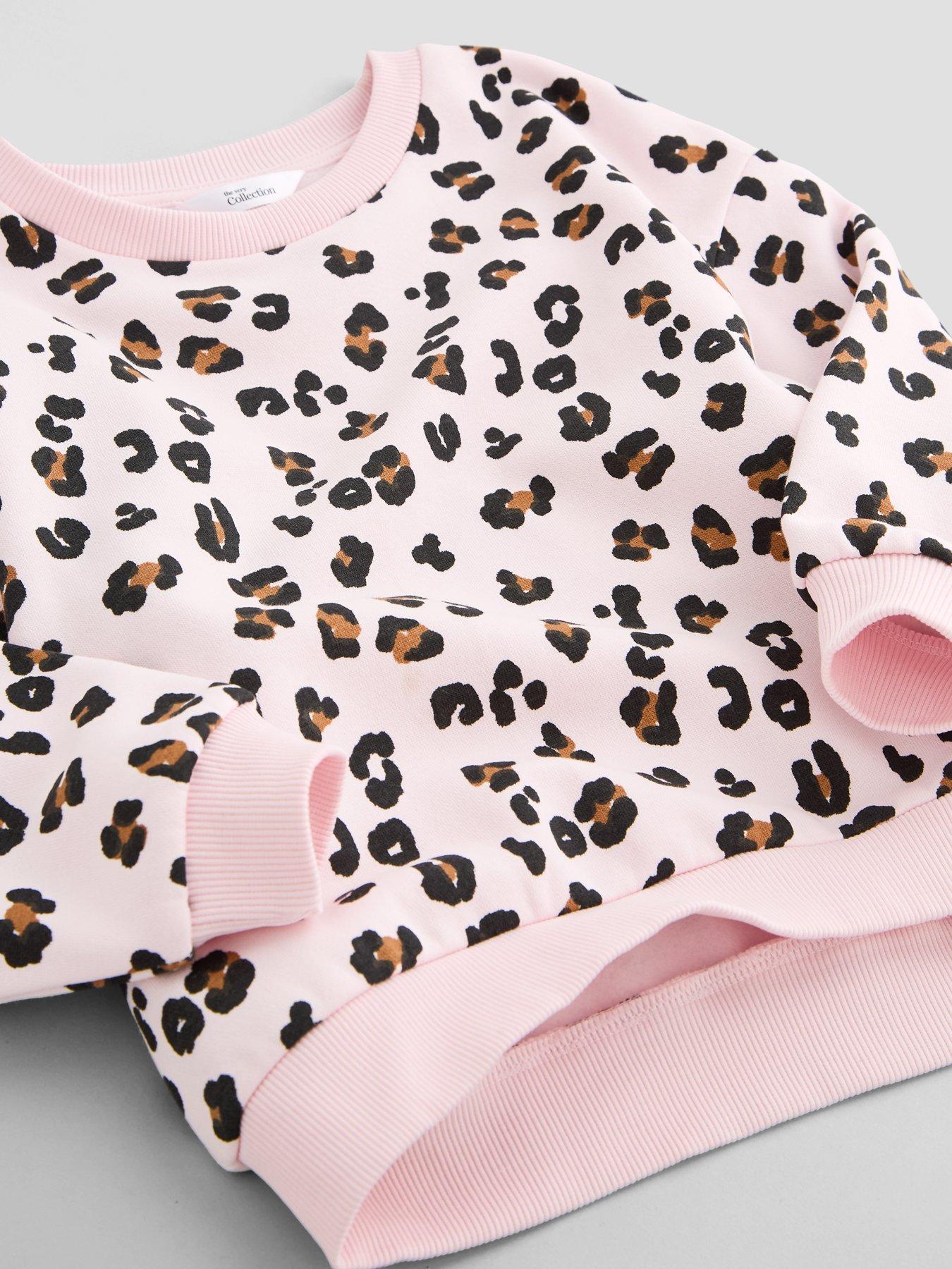 Image 4 of 6 of The Very Collection Girls Leopard Print Sweat And Flare Legging Set (9 months - 7 years) - Print