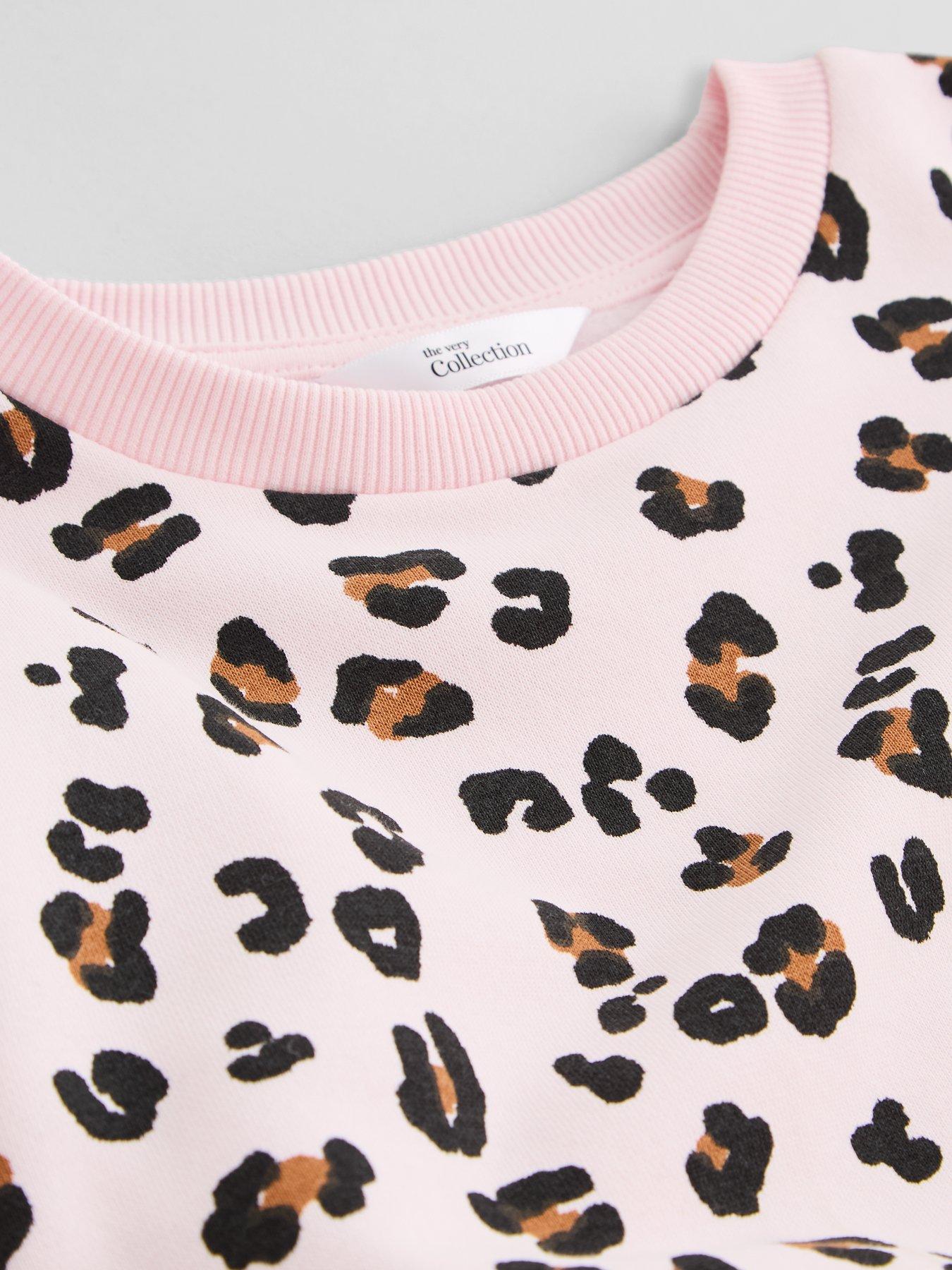 Image 5 of 6 of The Very Collection Girls Leopard Print Sweat And Flare Legging Set (9 months - 7 years) - Print