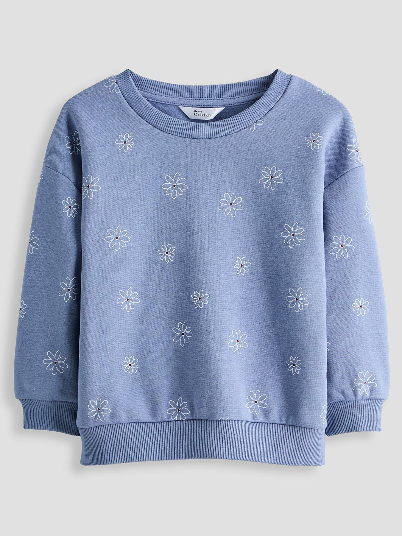 Image 1 of 4 of The Very Collection Girls Blue Floral Sweat