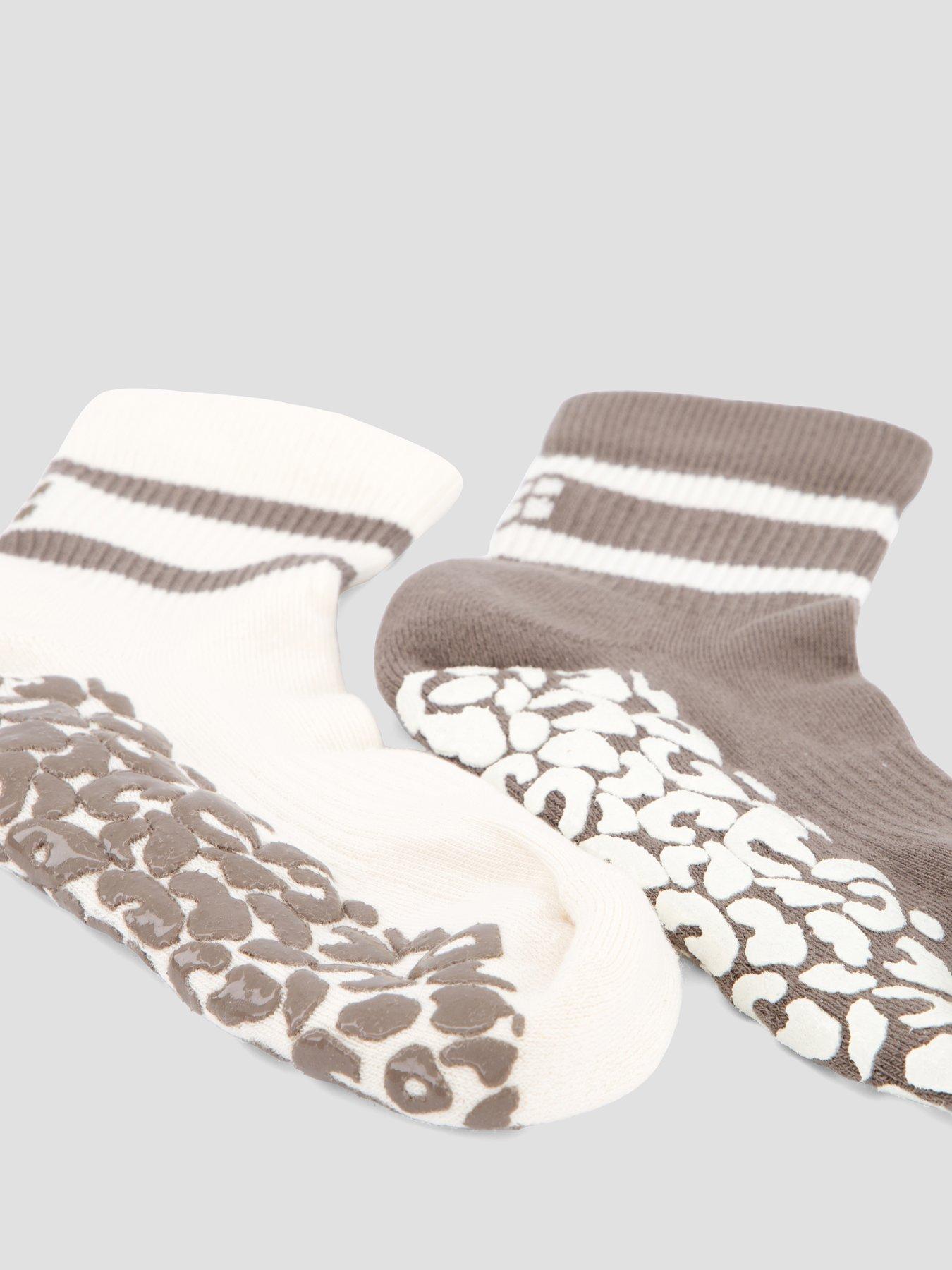 Image 6 of 6 of Sweaty Betty Womens Training Animal Print Mini Pilates Crew Gripper 2 Pack - Khaki