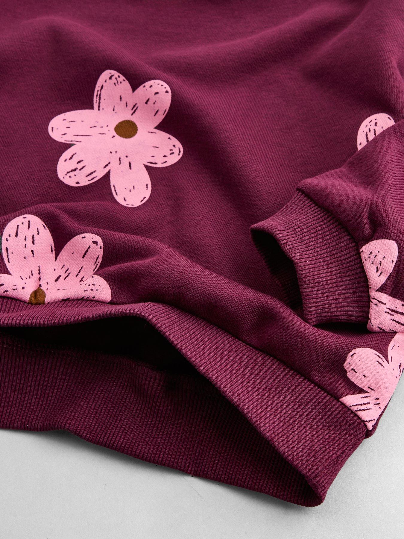 Image 4 of 4 of The Very Collection Girls Oversized Floral Sweat - Burgundy