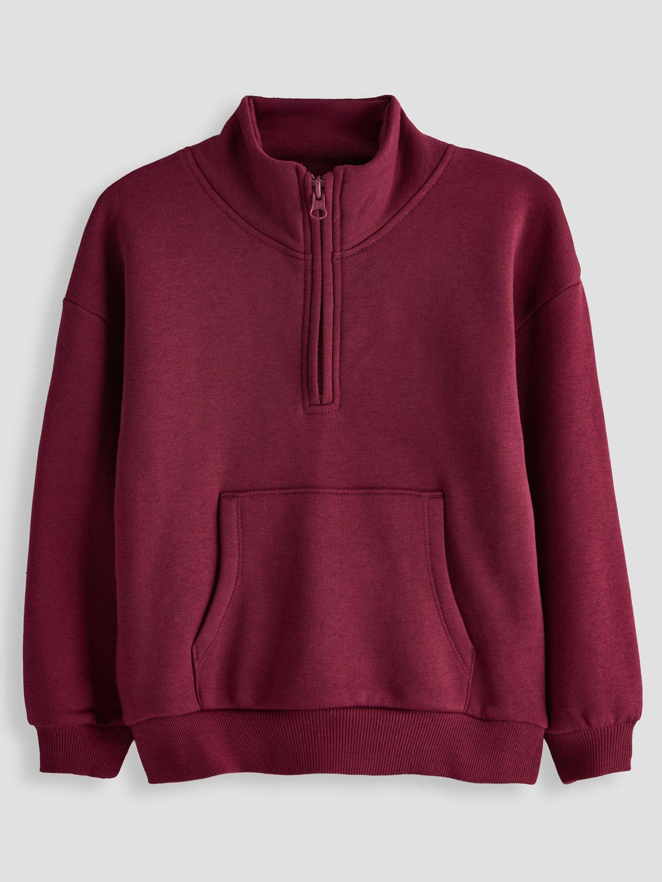 The Very Collection Girls Quarter Zip Basic Sweatshirt - Burgundy