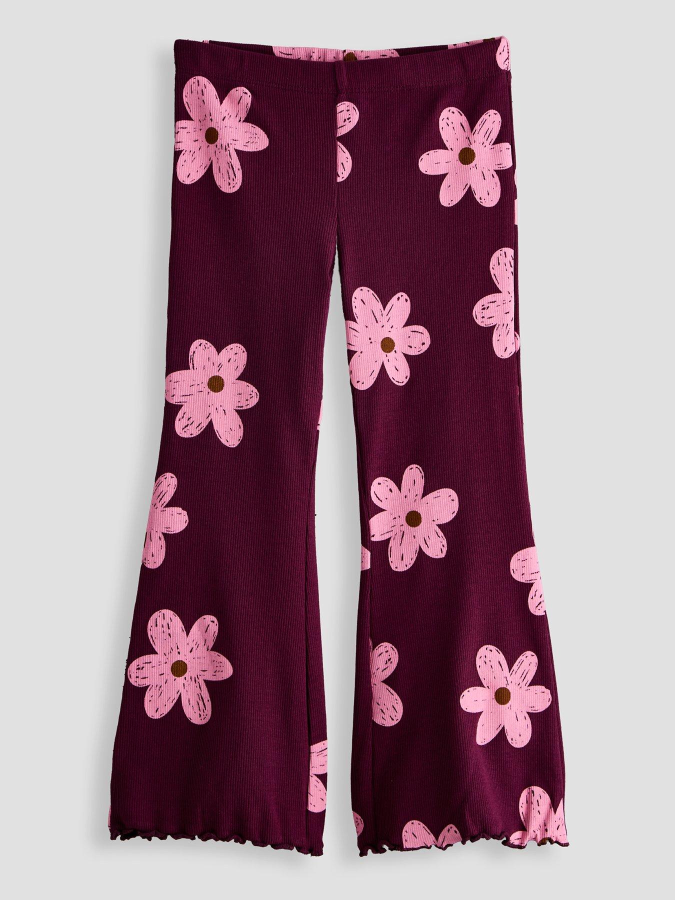 Image 1 of 4 of The Very Collection Girls Floral Rib Flare Legging