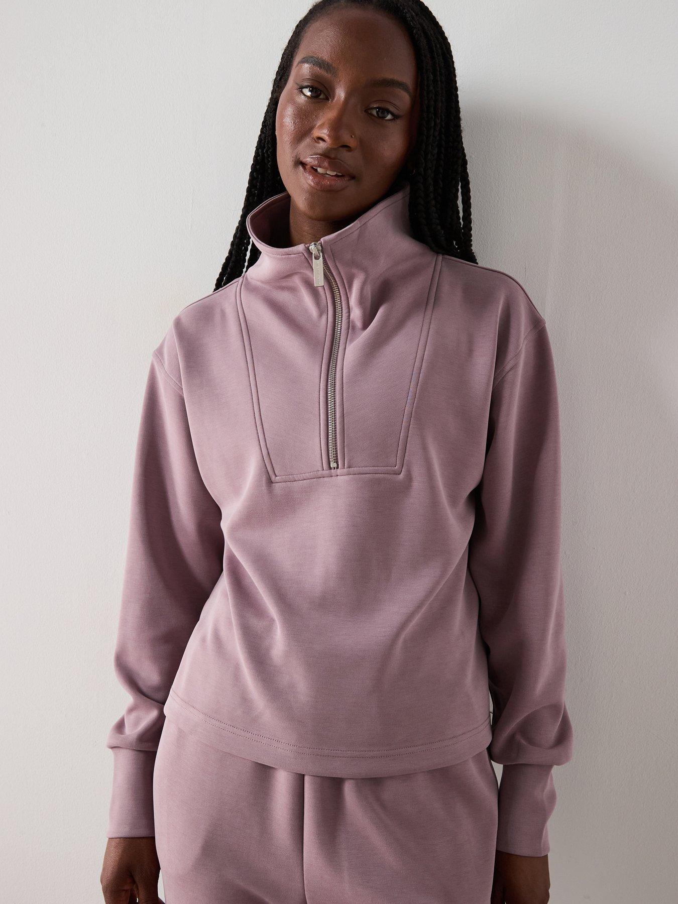 Sweaty Betty Womens Training Sand Wash Half Zip Crop Sweatshirt - Purple