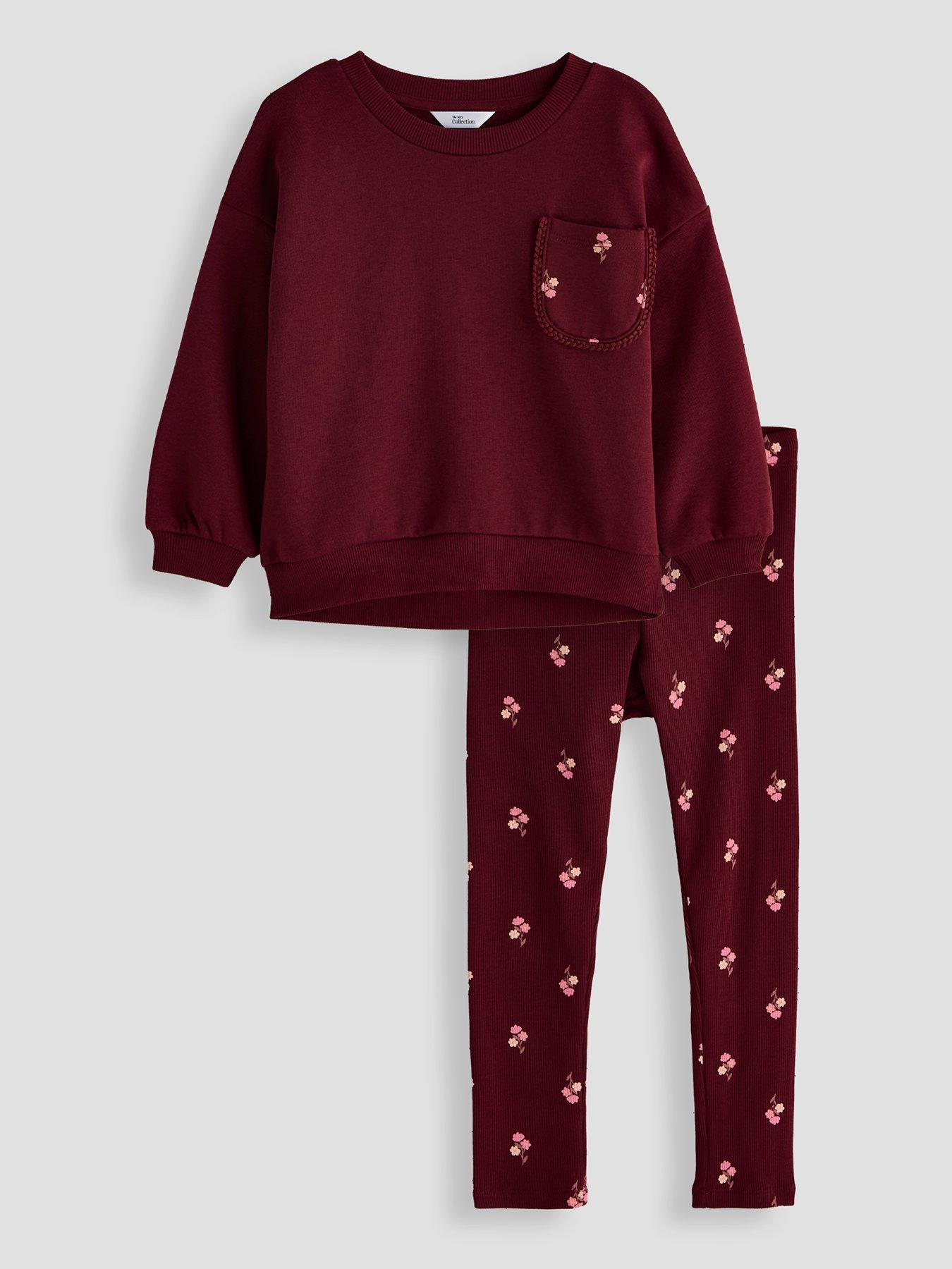 Image 1 of 4 of The Very Collection Girls Front Pocket Print Sweat With Legging Outfit (9 months - 7 years)