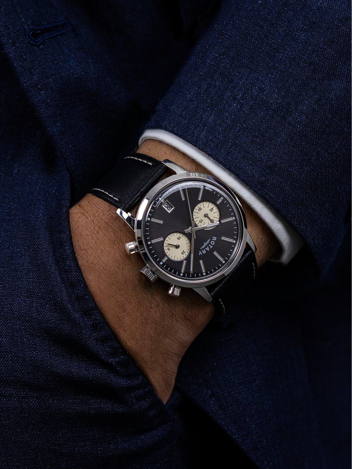 Image 3 of 6 of Rotary Rotary Men's SS Chronograph Black Strap Black Dial 50m