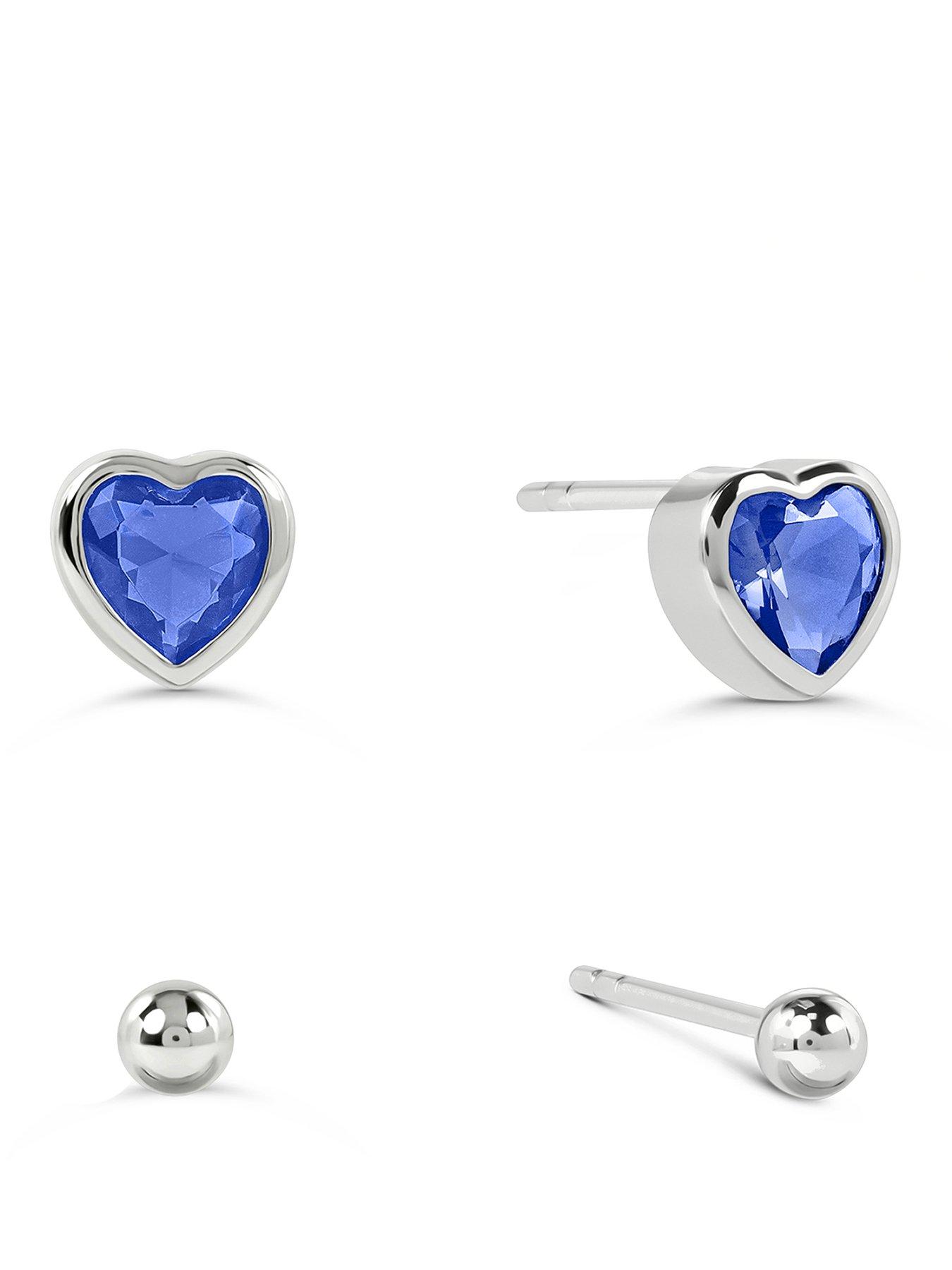 Radley Radley Silver Plated Twinpack Saphire Heart and Ball Stud Earrings