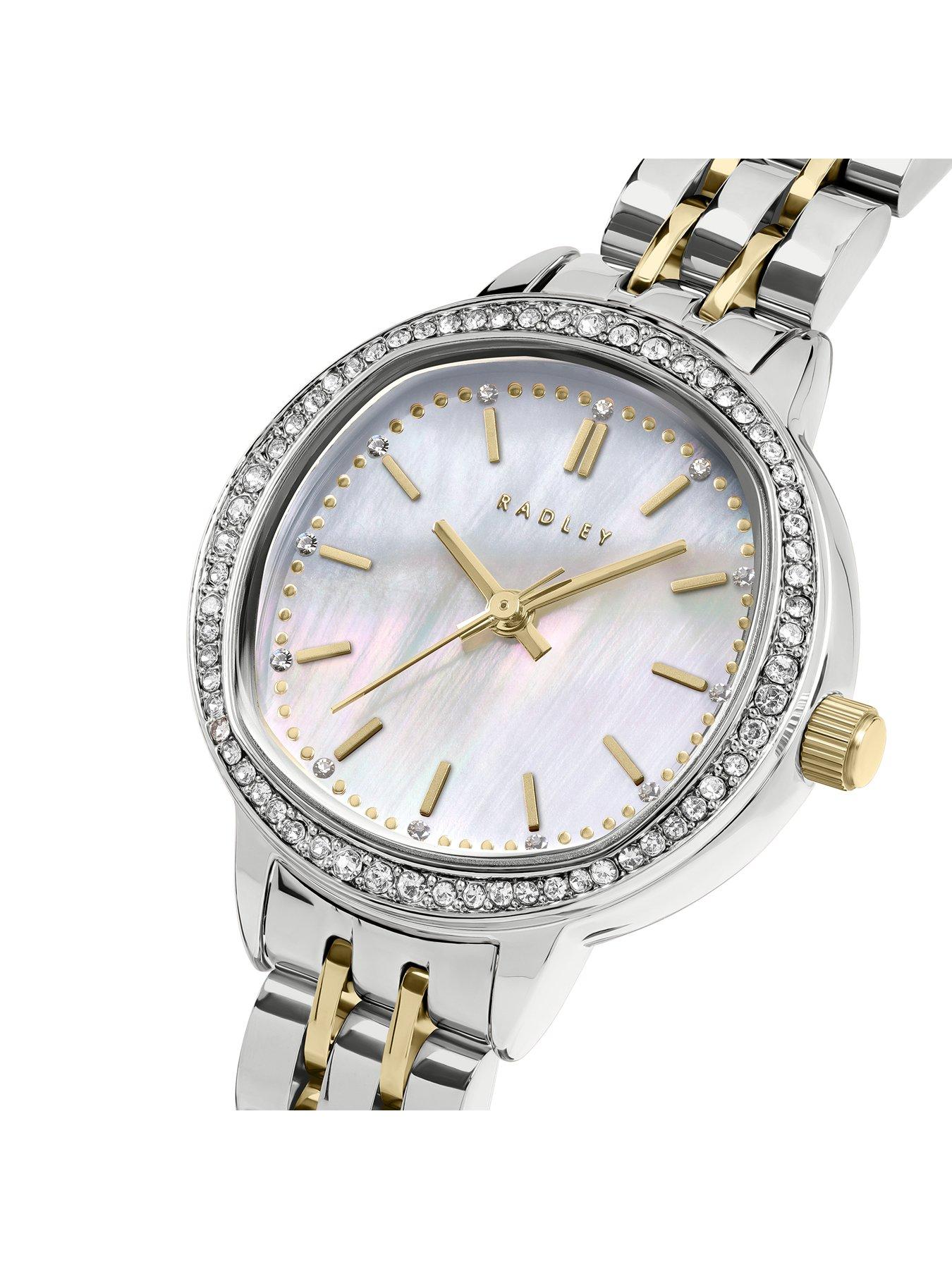 Image 2 of 4 of Radley Radley Silver Plated Stone Set Case Mother Of Pearl Dial Stainless Steel Bracelet Watch