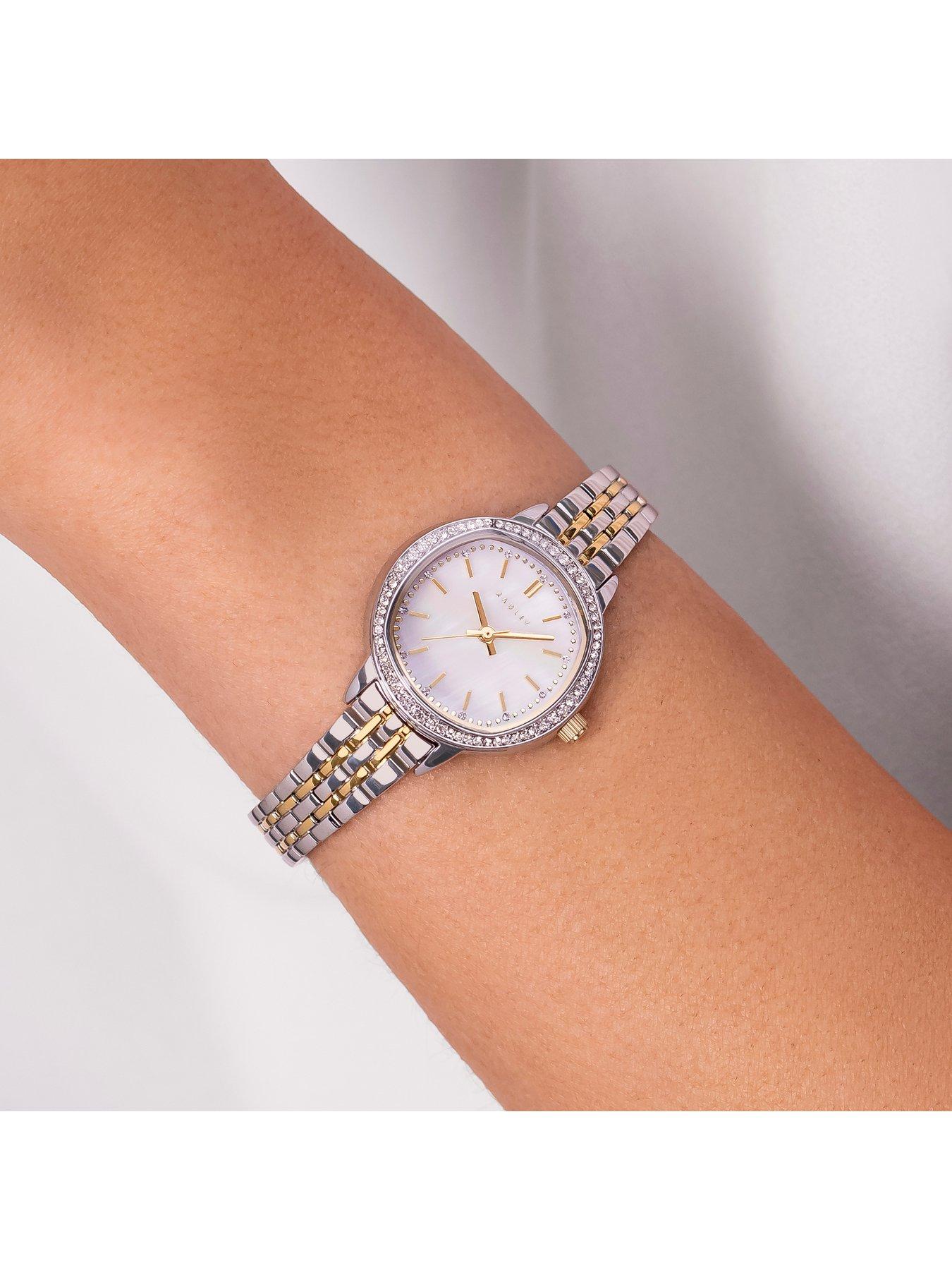 Image 3 of 4 of Radley Radley Silver Plated Stone Set Case Mother Of Pearl Dial Stainless Steel Bracelet Watch