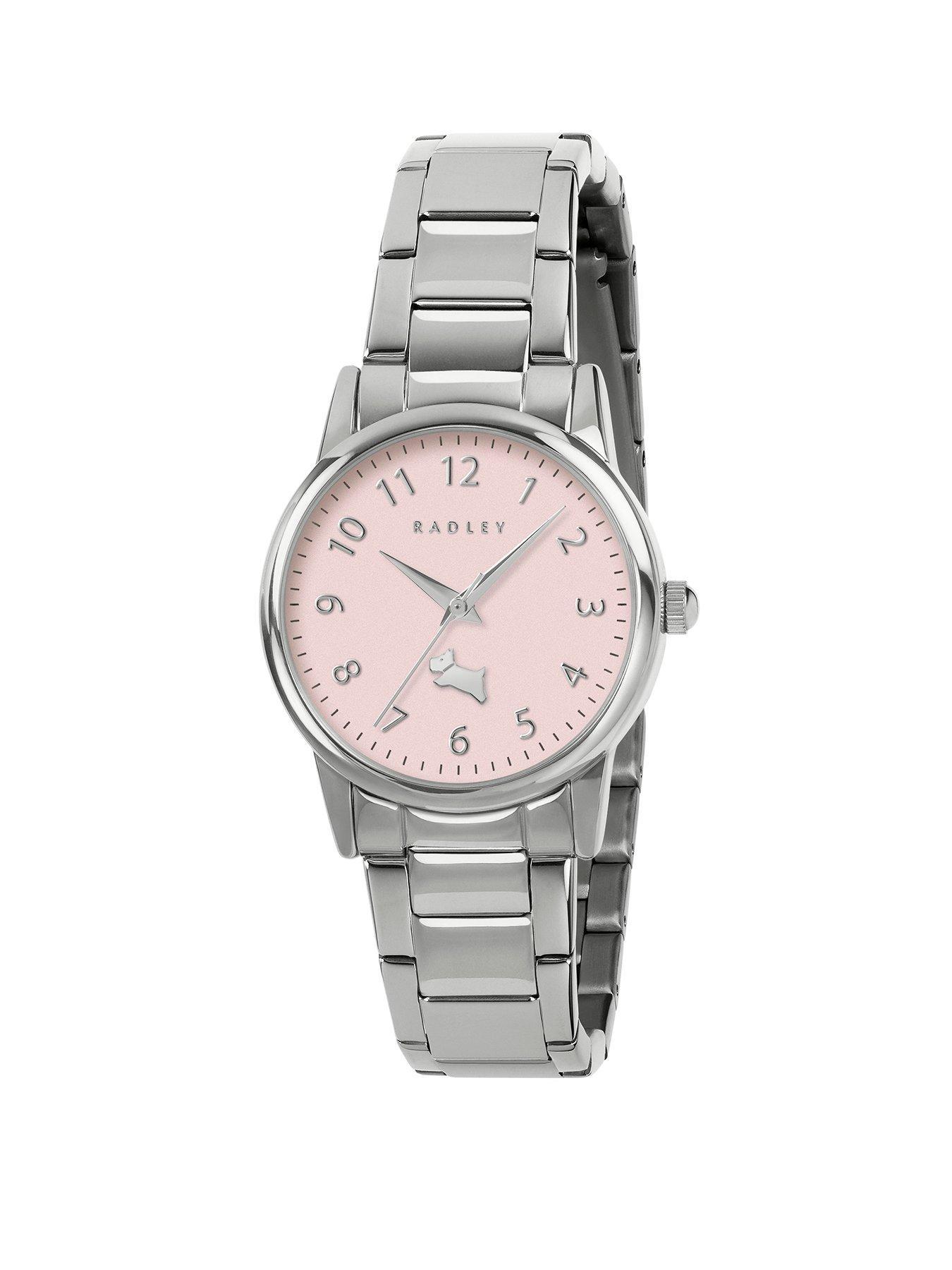Radley Radley Silver Plated Pink Satin Dial Stainless Steel Bracelet Watch