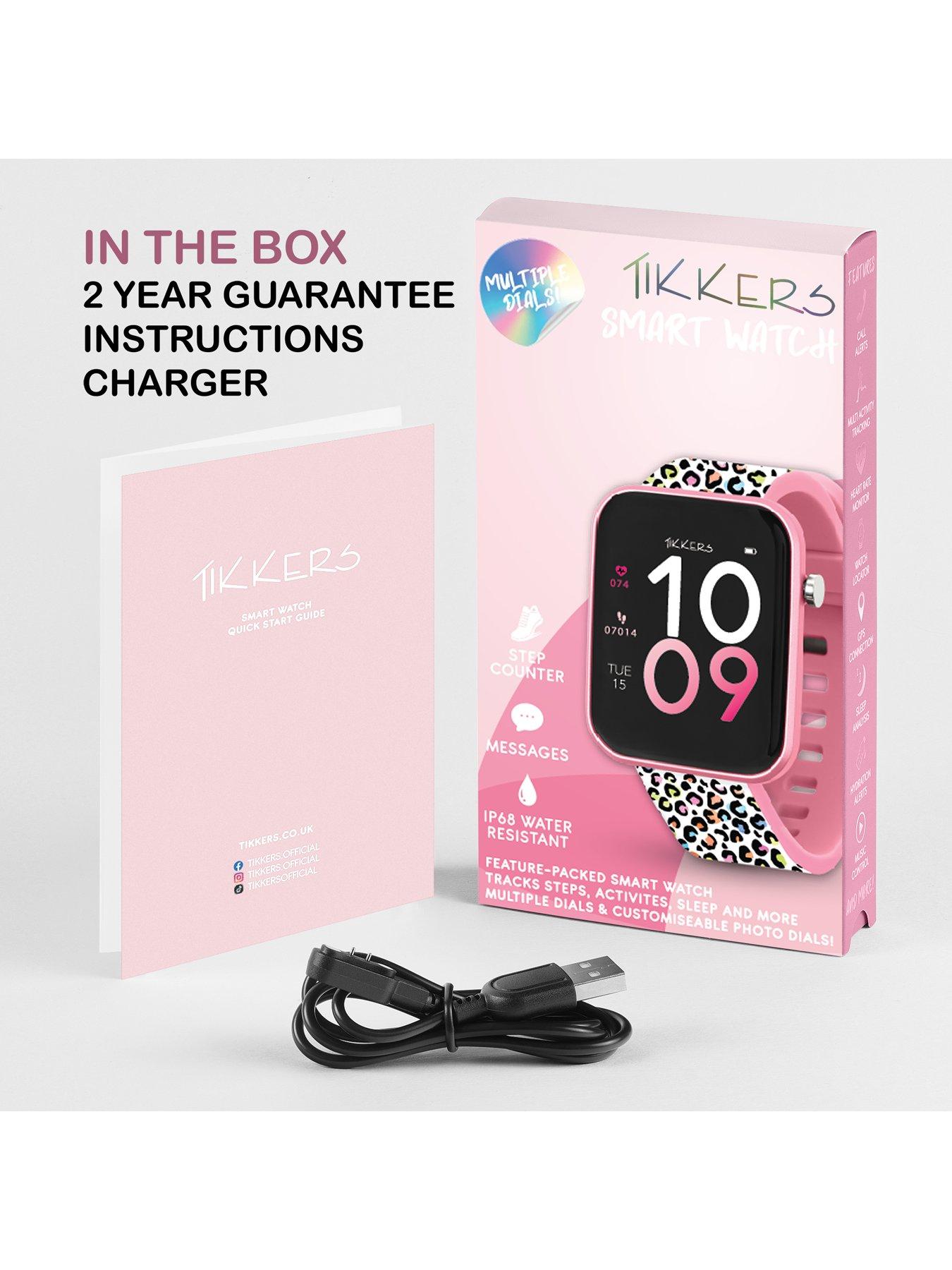 Image 5 of 6 of Tikkers Tikkers Smart Series 13 Pink Leopard Print Silicone Strap Smart Watch