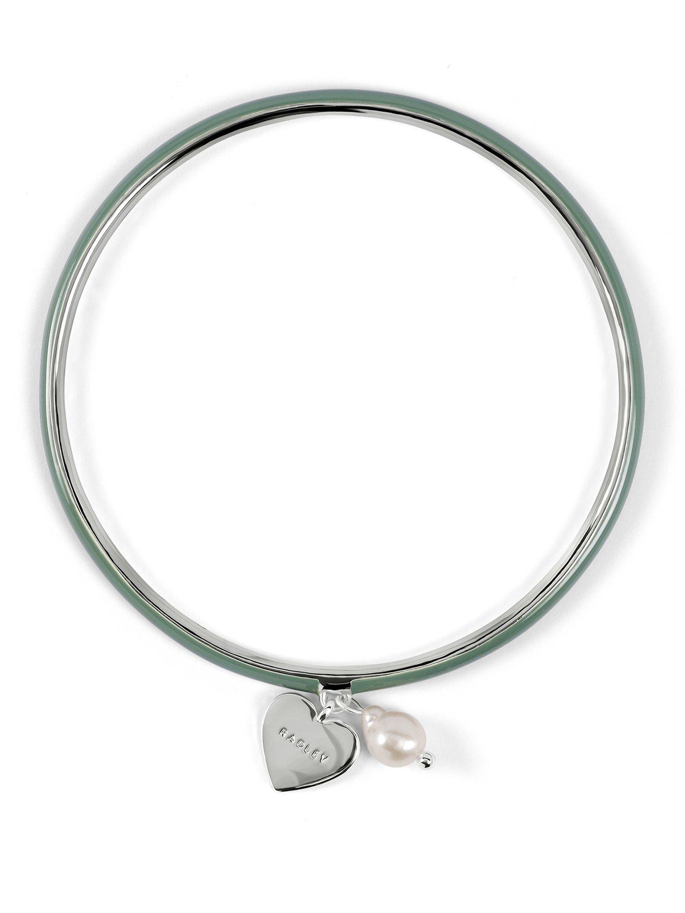 Image 1 of 5 of Radley Radley Silver Steel Enamel Bangle With Hanging Charms
