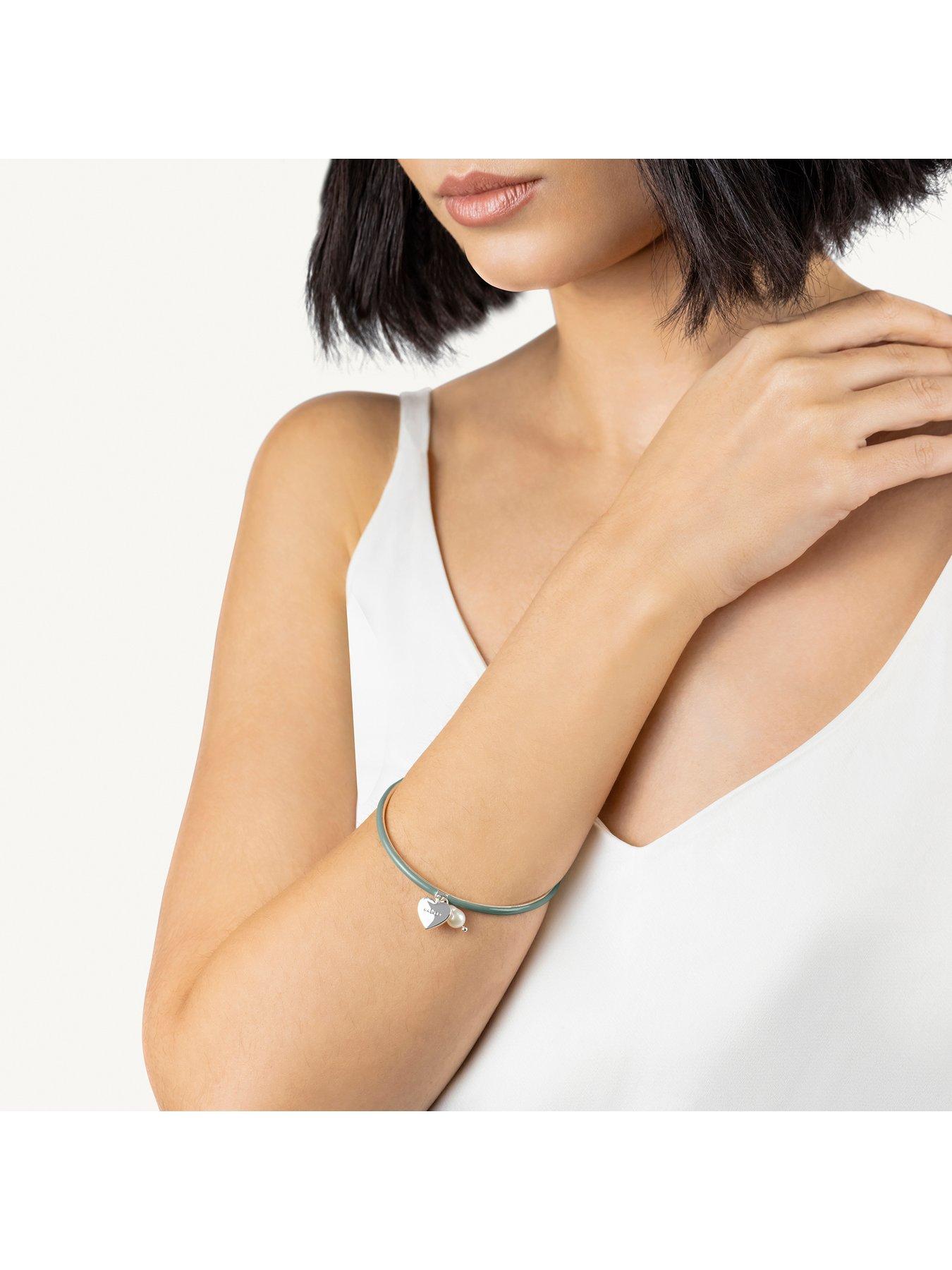 Image 2 of 5 of Radley Radley Silver Steel Enamel Bangle With Hanging Charms