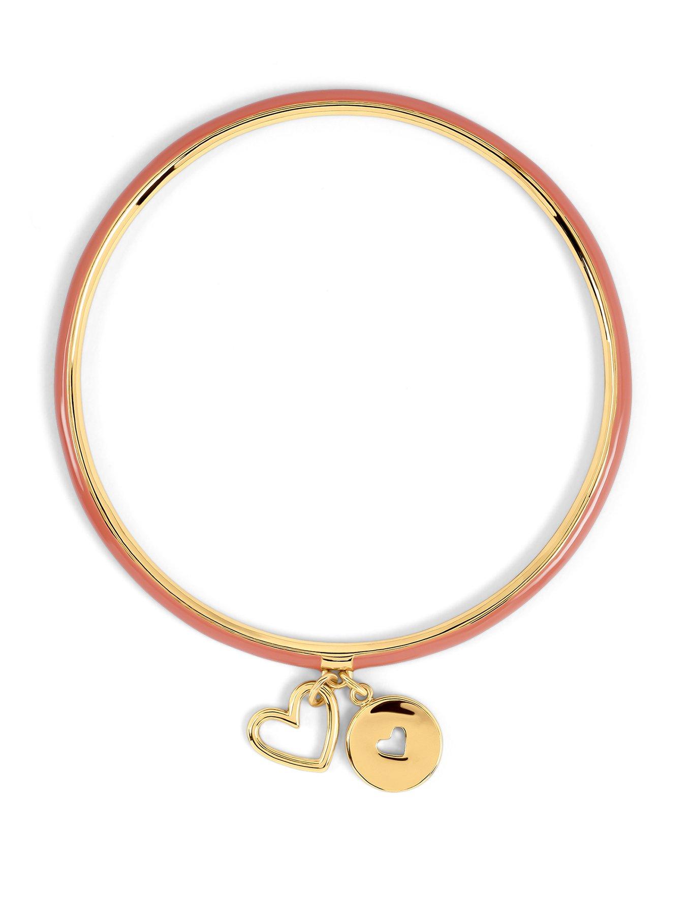 Radley Radley Gold and Carnation Enamel Bangle With Hanging Charms
