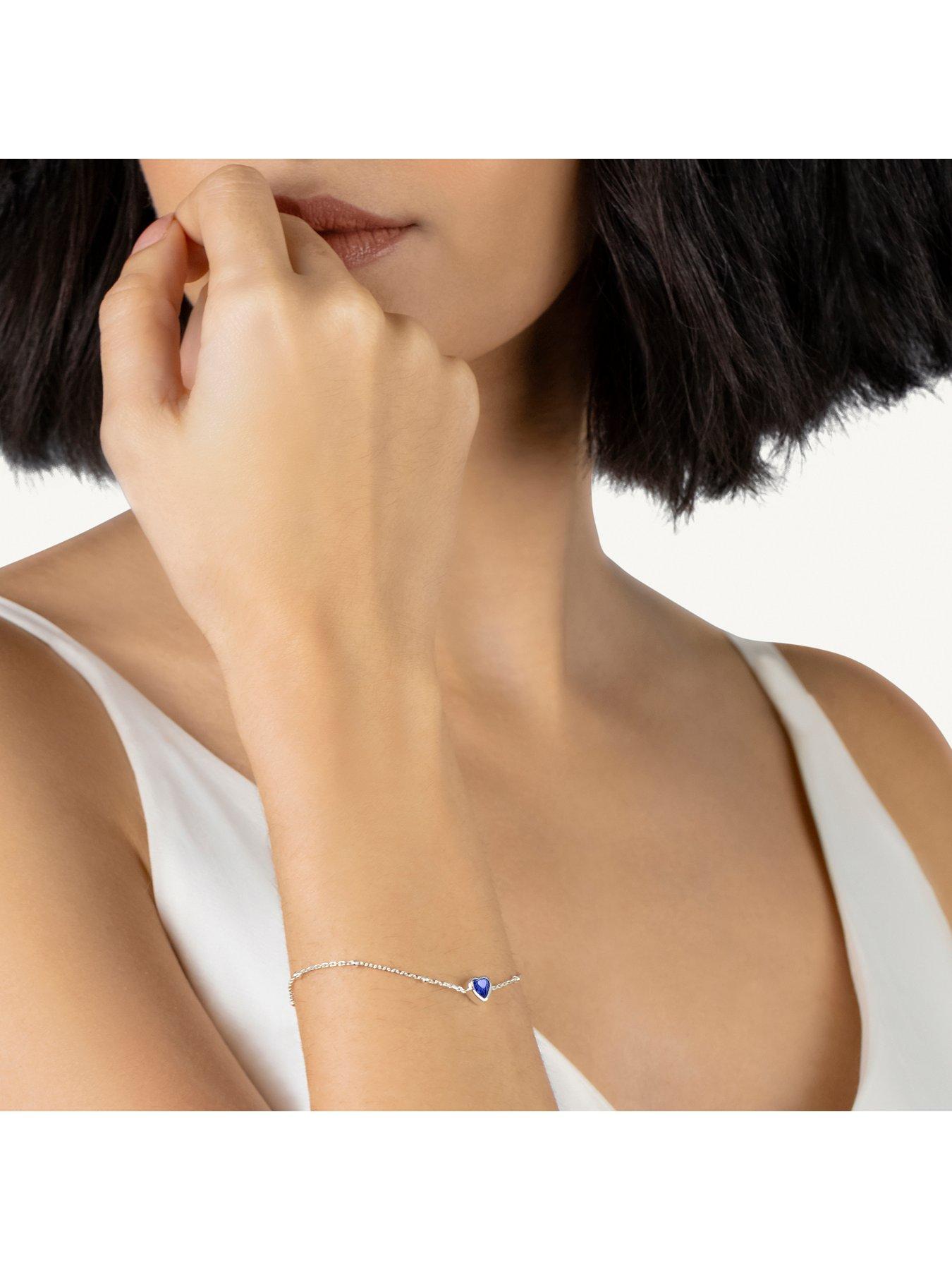 Image 2 of 4 of Radley Silver Plated Bobble Chain Saphire Heart Bracelet
