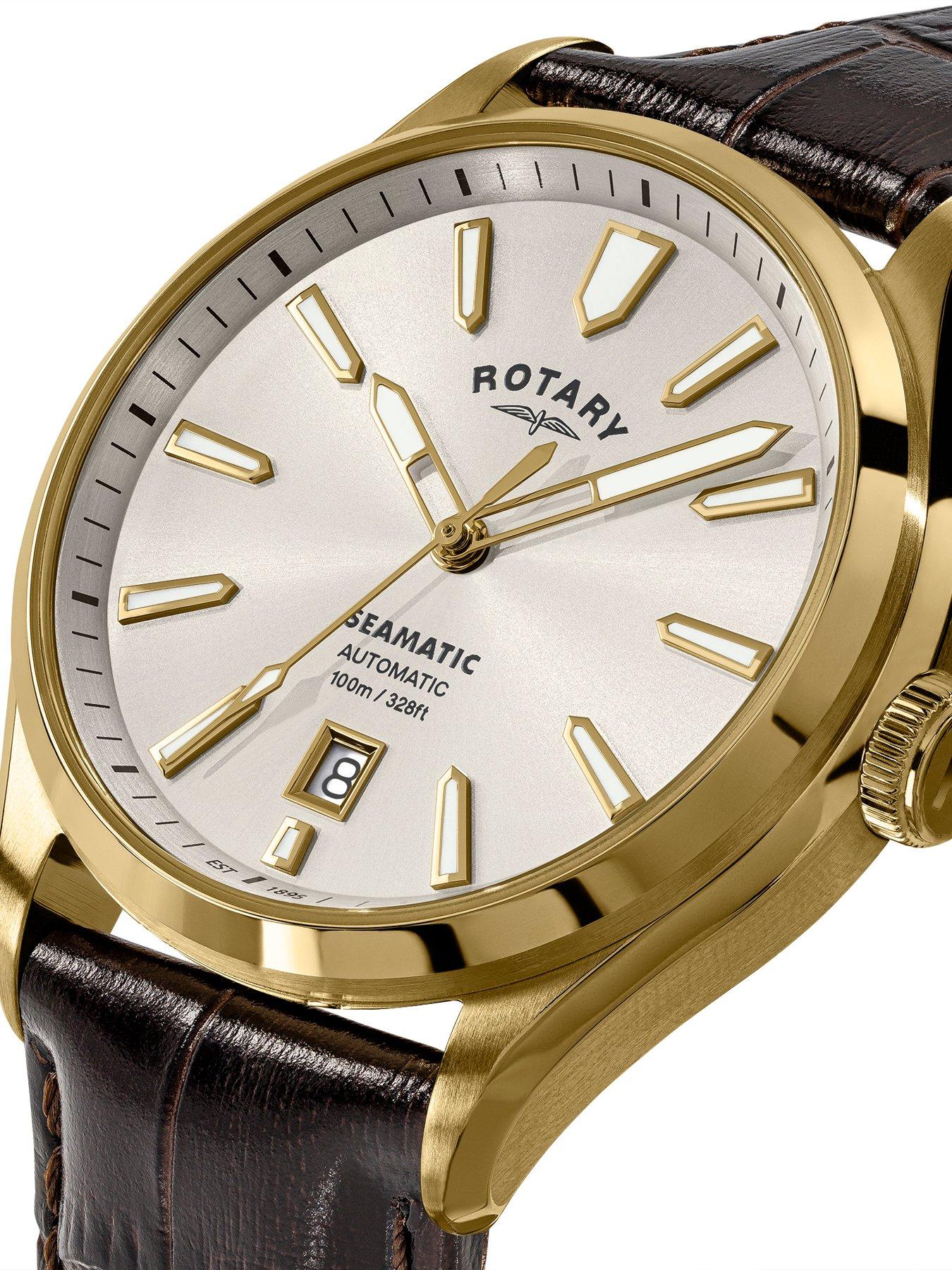 rotary-rotary-mens-seamatic-gp-brown-strap-silver-white-dial-100mstillFront