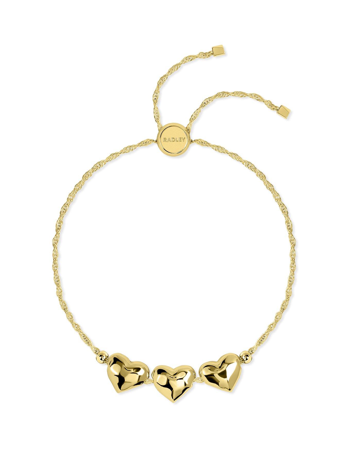 Radley 18ct Gold Triple Hammered Heart Charm Bracelet