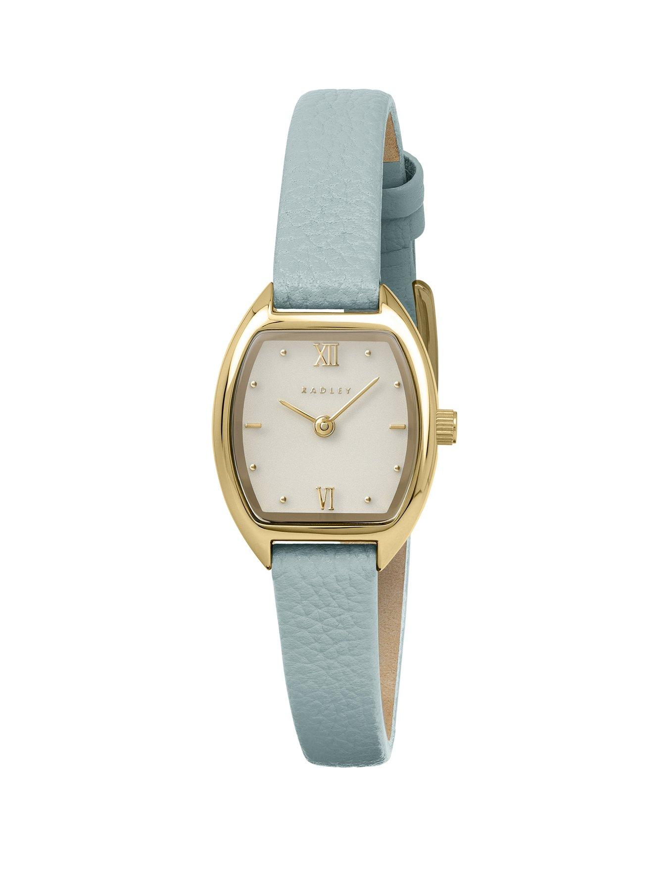 Radley Radley Pale Gold Plated Tonneau Shaped Case Pistachio Leather Strap Watch