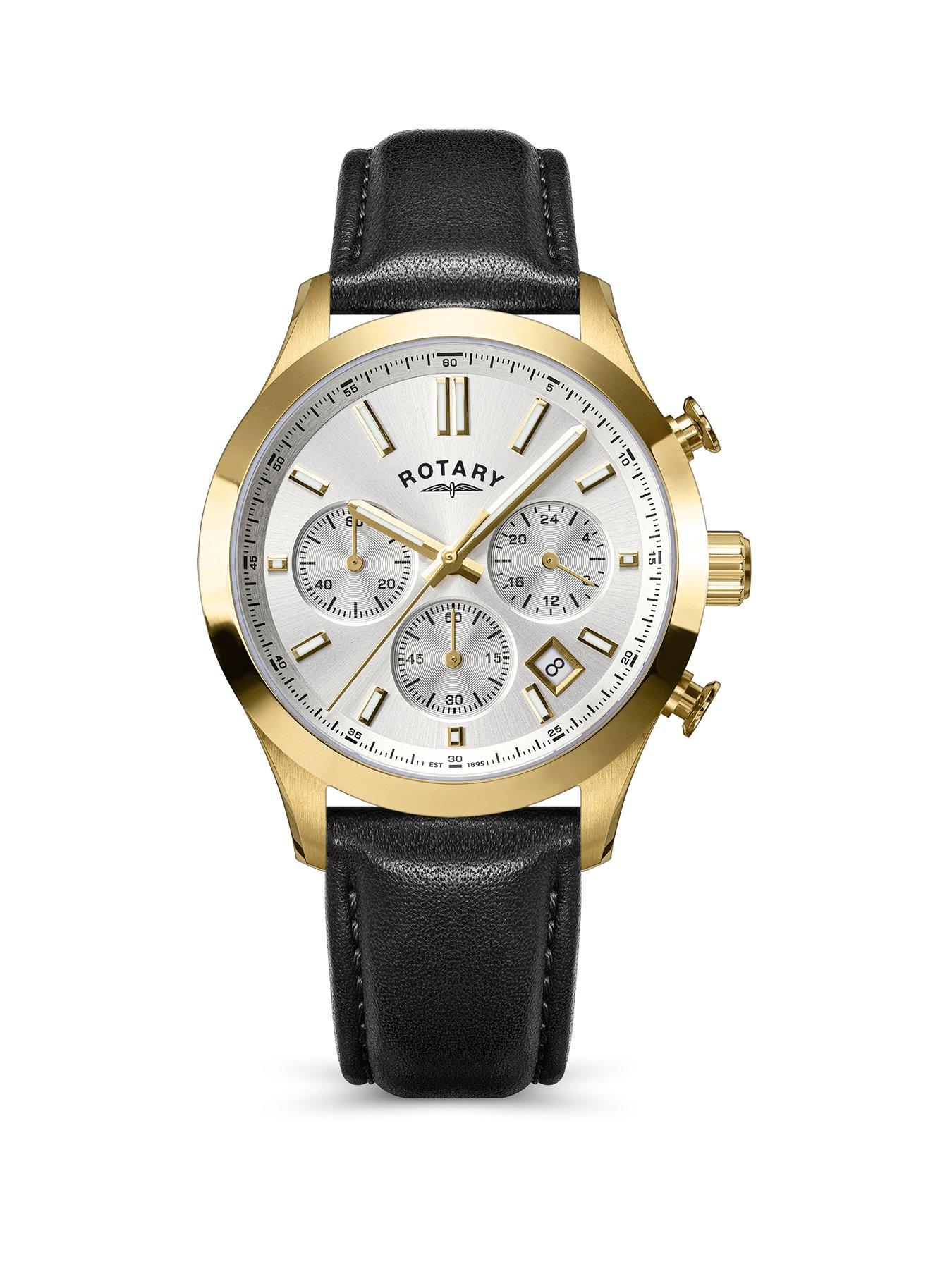 Image 1 of 6 of Rotary Rotary Men's GP Chronograph Black Strap Silver White Dial 50m