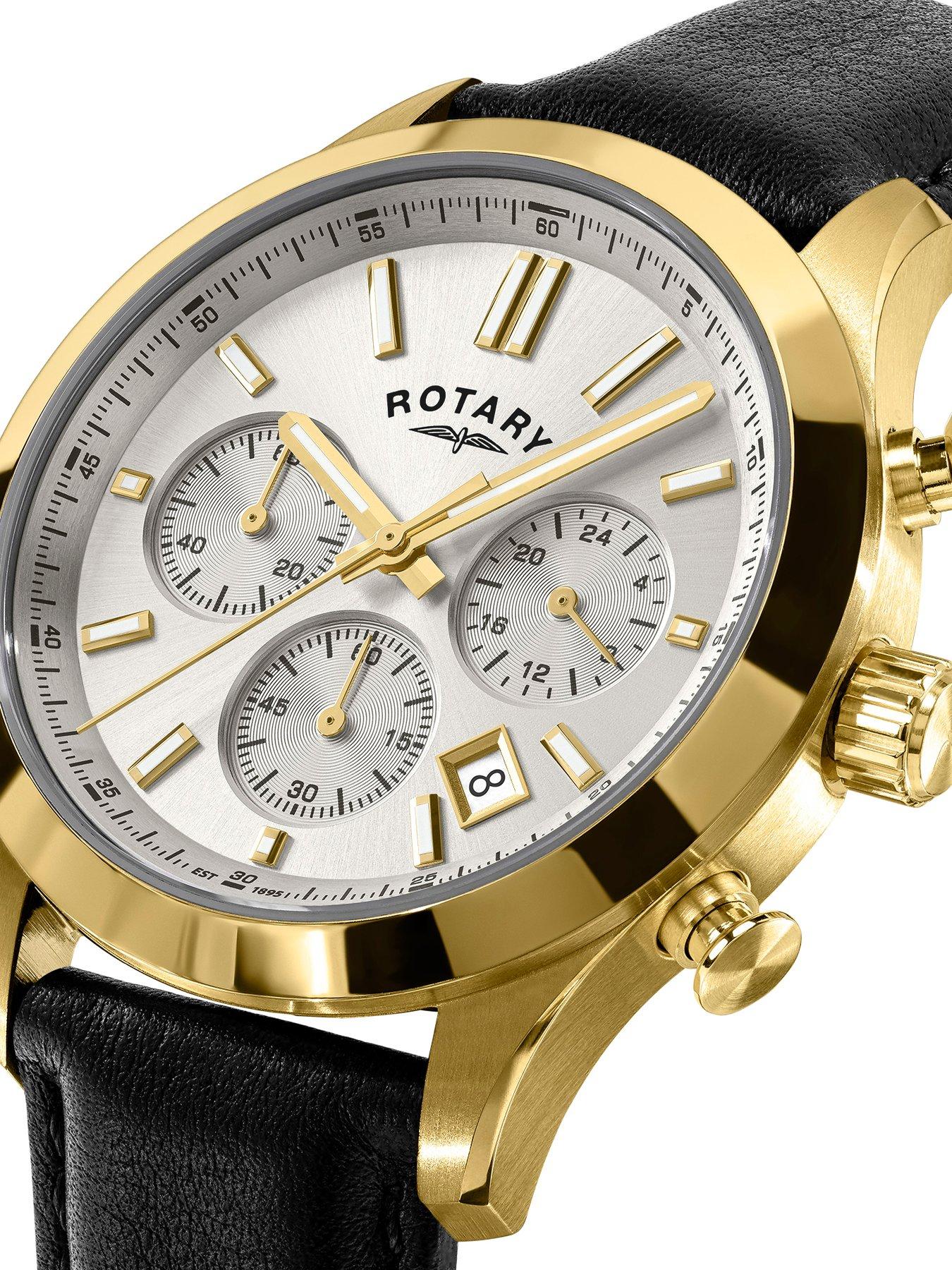 Image 2 of 6 of Rotary Rotary Men's GP Chronograph Black Strap Silver White Dial 50m