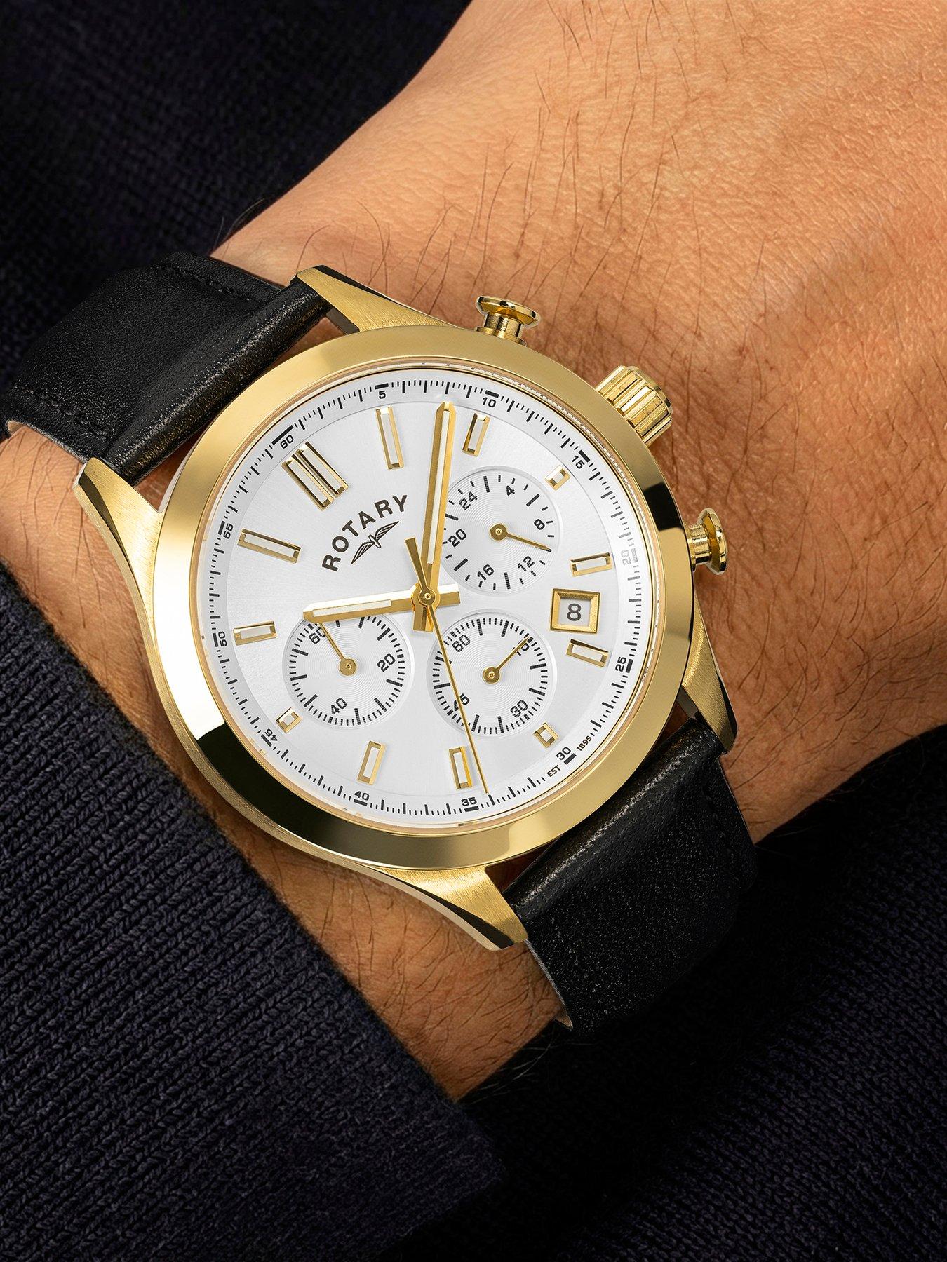 Image 3 of 6 of Rotary Rotary Men's GP Chronograph Black Strap Silver White Dial 50m