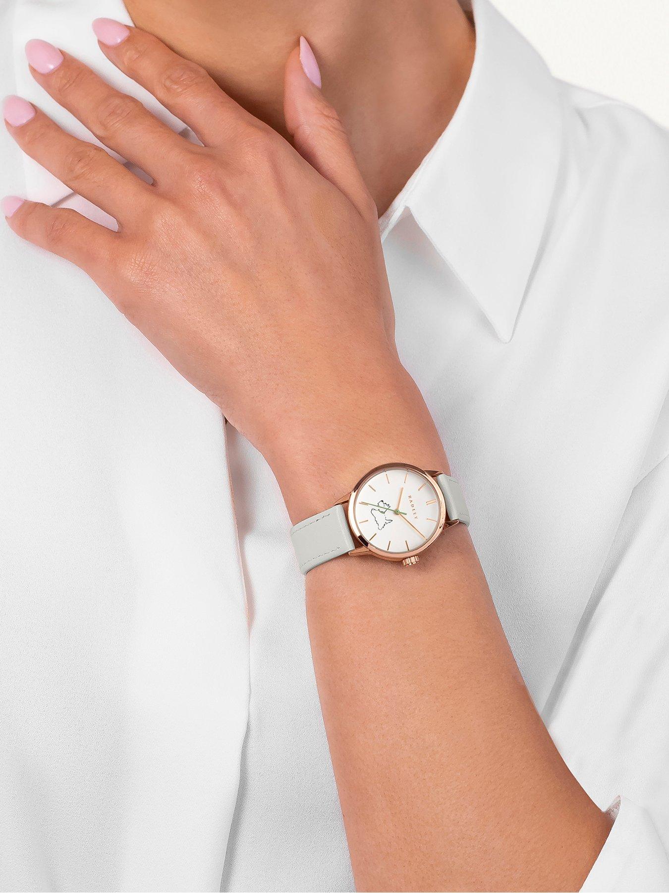 Image 3 of 4 of Radley Walkies Rose Gold Plated Salt &amp; Apple Leather Strap Watch