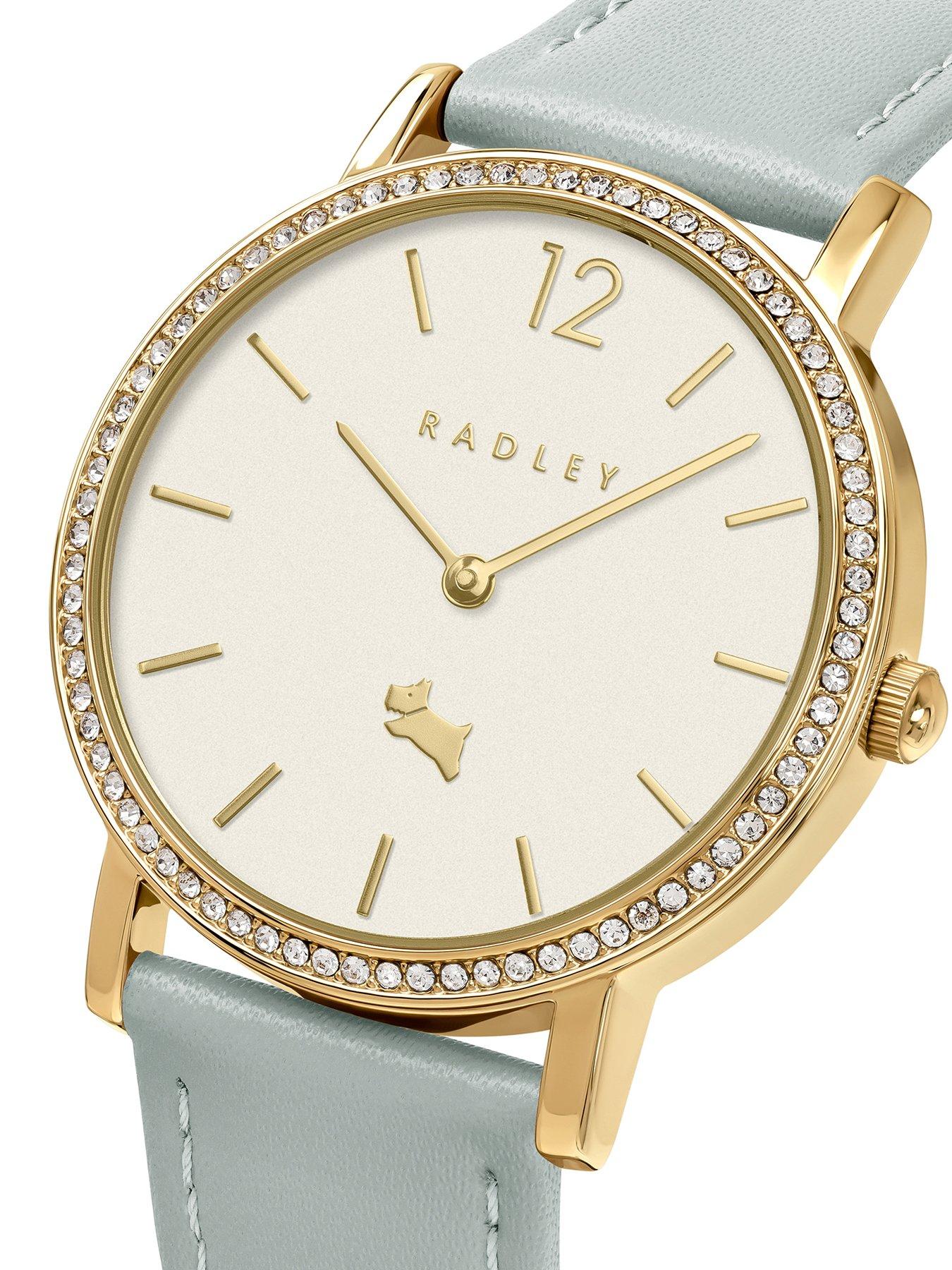 Image 2 of 4 of Radley Radley Gold Plated Stone Set Steel Grey Leather Strap Watch
