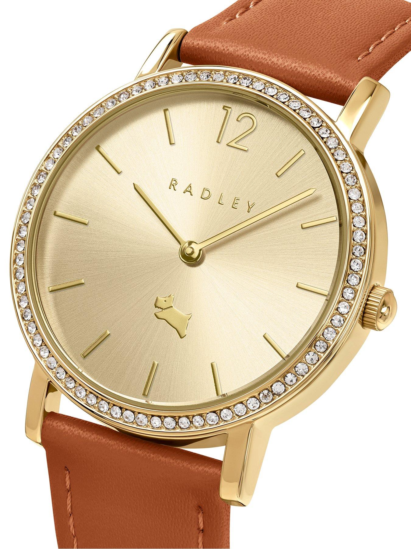 Image 2 of 4 of Radley Gold Plated Stone Set Terracotta Leather Strap Watch
