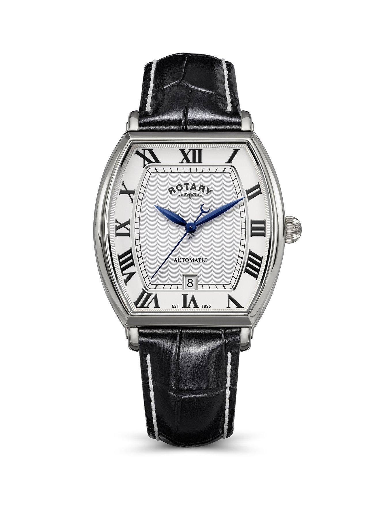 Image 1 of 6 of Rotary Rotary Men's Automatic SS Black Strap White Dial 50m