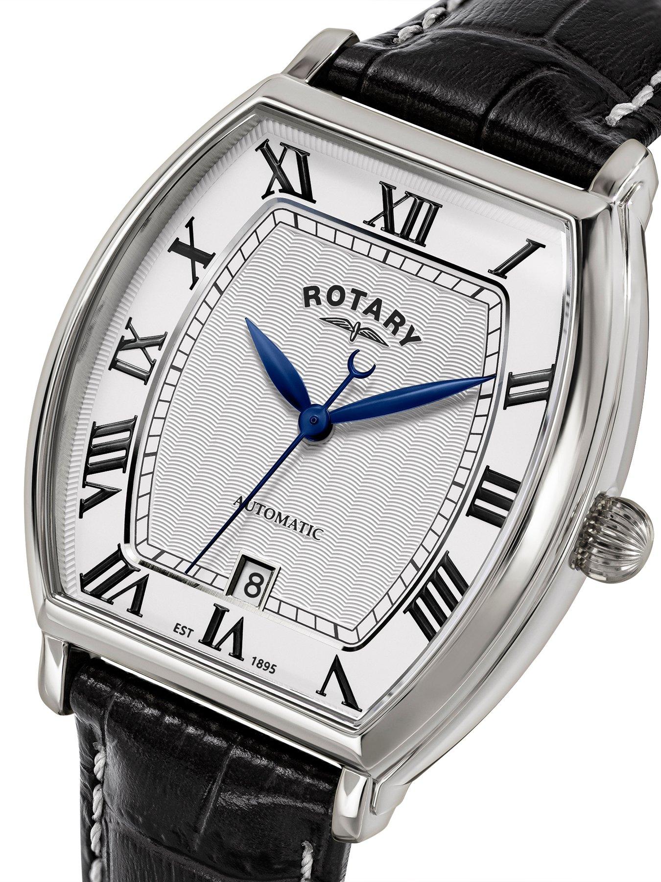 Image 2 of 6 of Rotary Rotary Men's Automatic SS Black Strap White Dial 50m