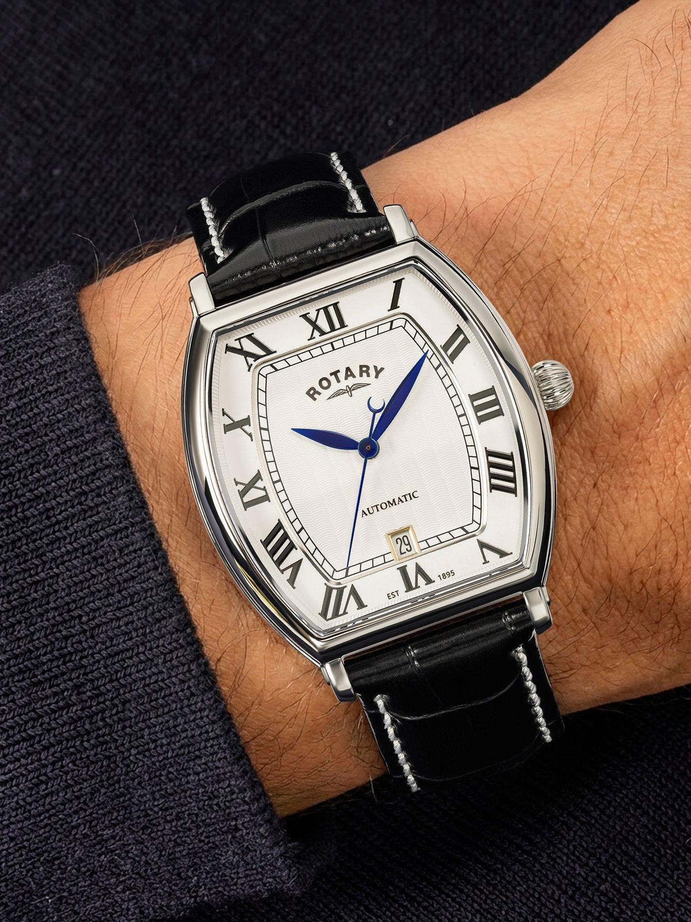 Image 3 of 6 of Rotary Rotary Men's Automatic SS Black Strap White Dial 50m