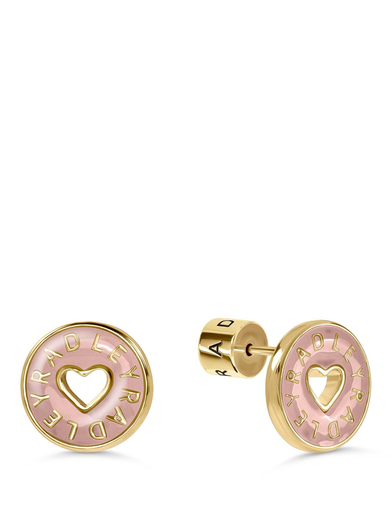 Radley Radley 18ct GP Carnation Enamel Heart Cut Out Earrings