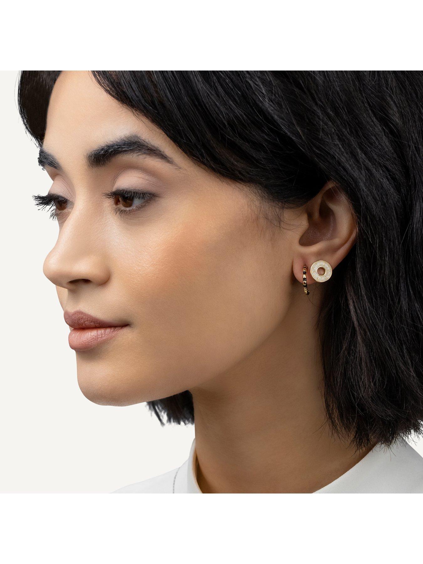 Image 2 of 4 of Radley 18ct GP Twinpack Salt Enamel Donut and Black Half Hoop Earrings
