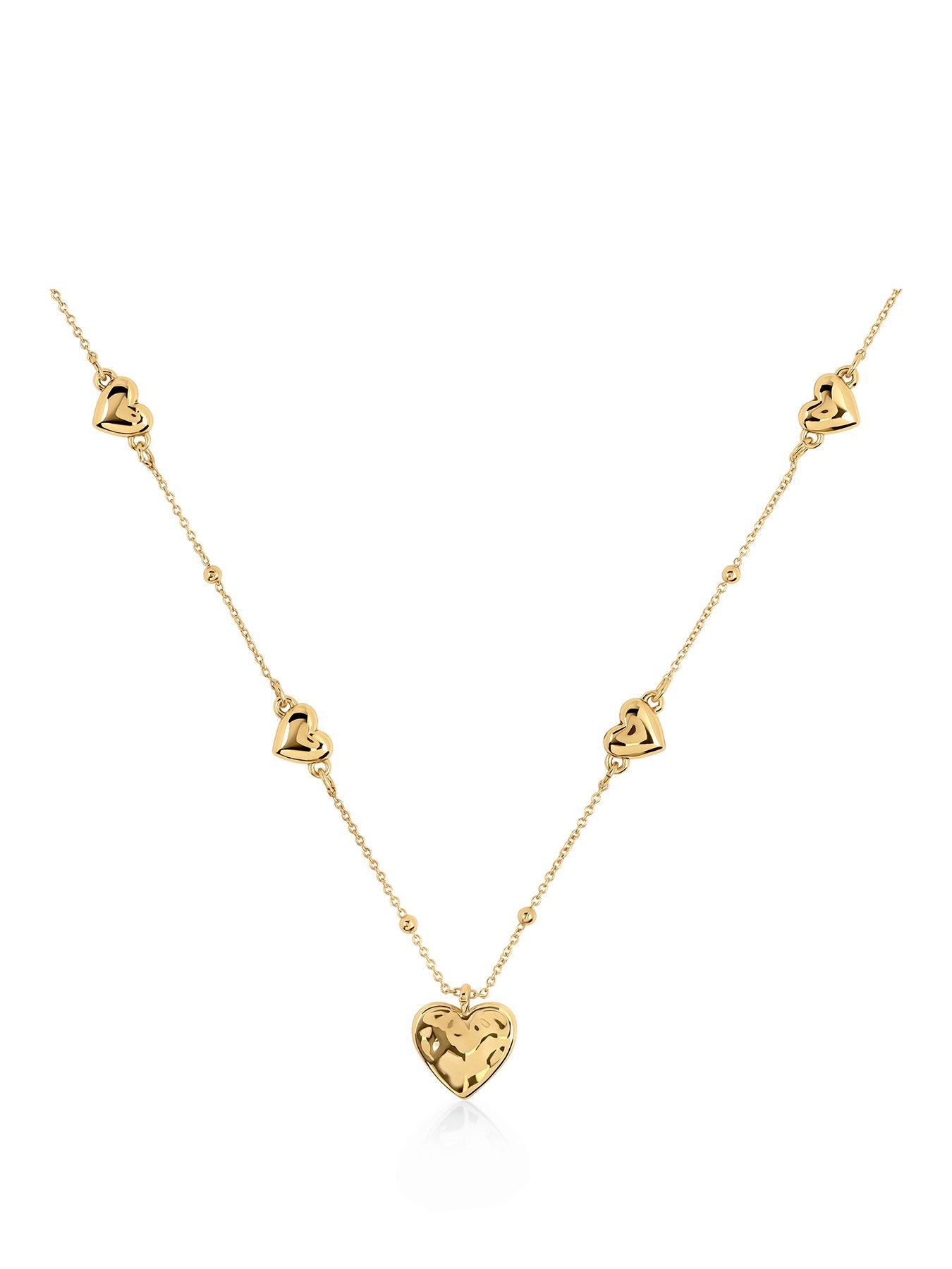Radley Radley Gold  Multi Hammered Heart Charm Necklace