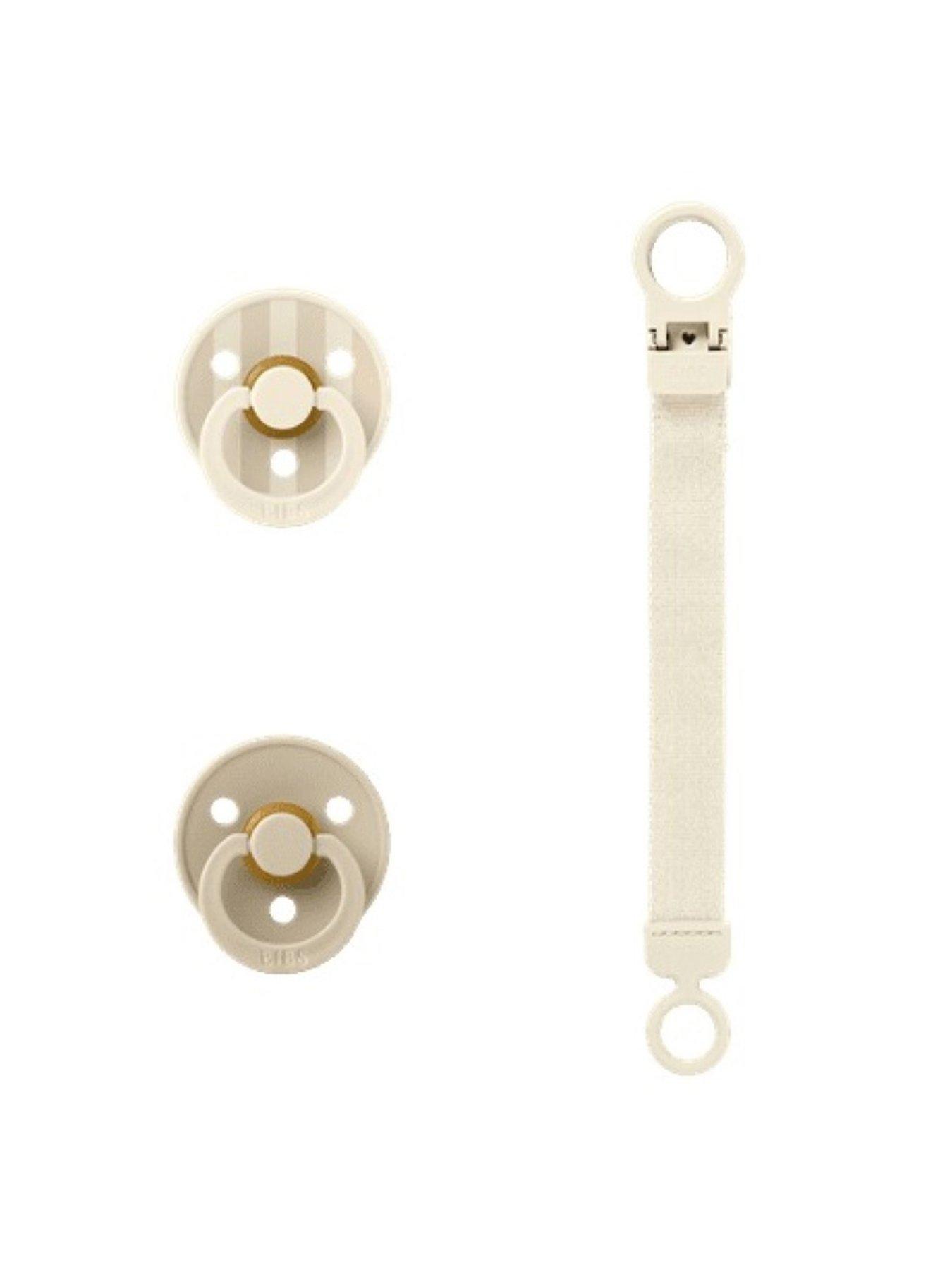 Image 1 of 4 of BIBS Colour Pacifier & Loop Clip Gift Set Latex Size 1 - Ivory