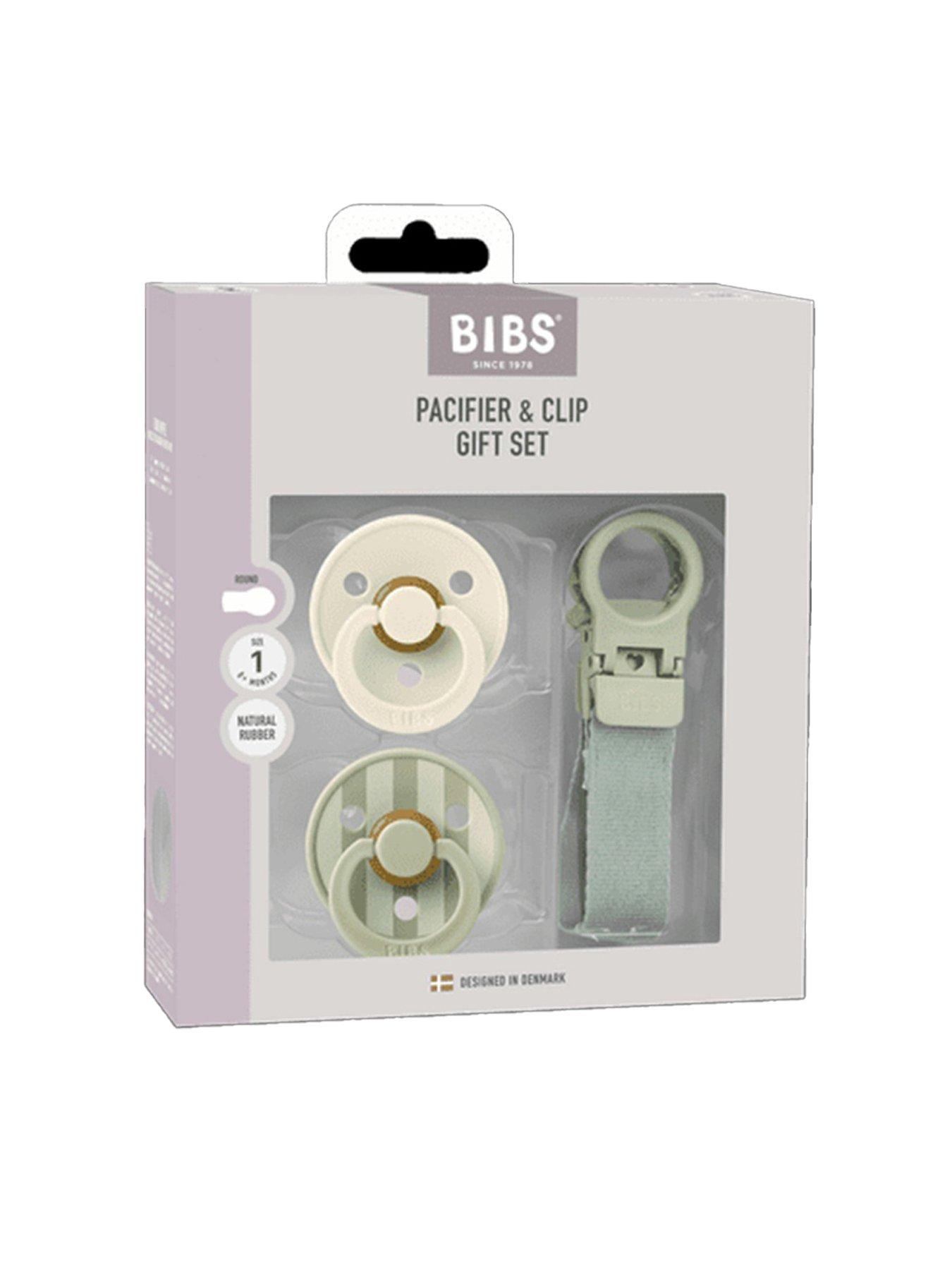 BIBS Colour Pacifier & Loop Clip Gift Set Latex Size 1 - Sage