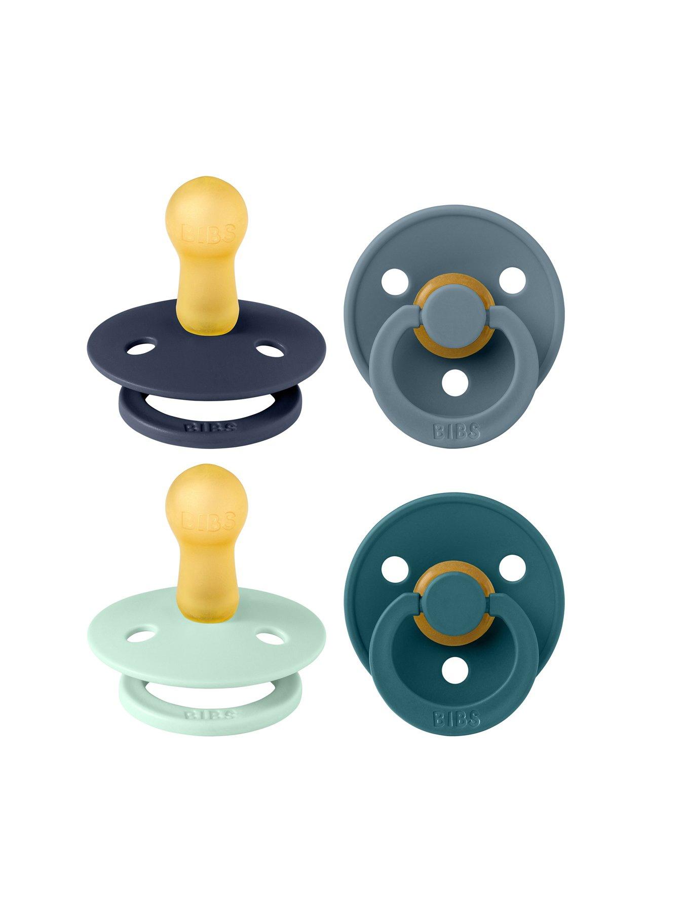 Image 1 of 3 of BIBS Pacifier Colour 4 PACK Latex Size 1 Baby Boy BUNDLE - BLUE