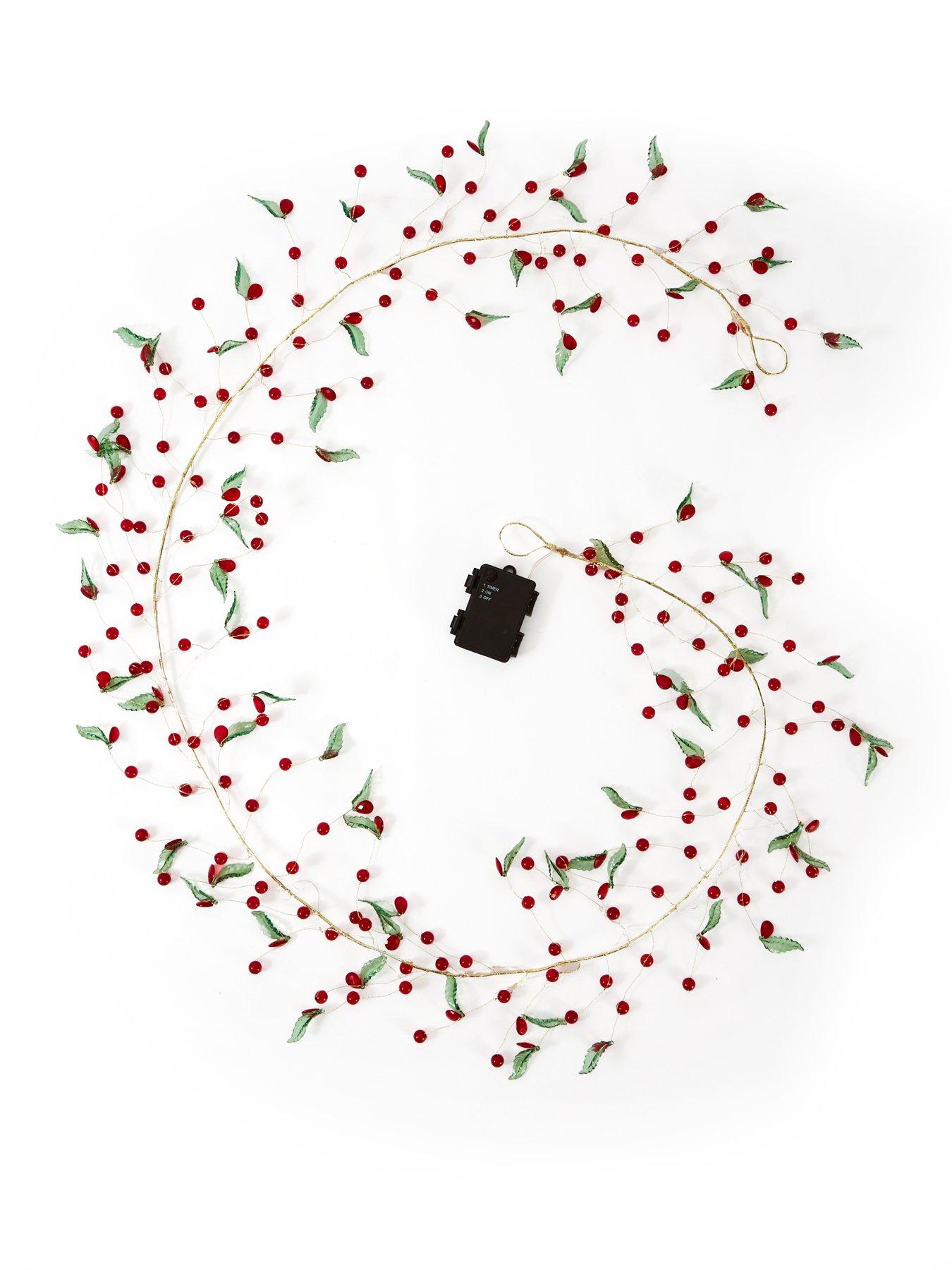 Image 2 of 4 of The Very Collection 6ft Prelit Beaded Holly &amp; Berry Christmas&nbsp;Garland