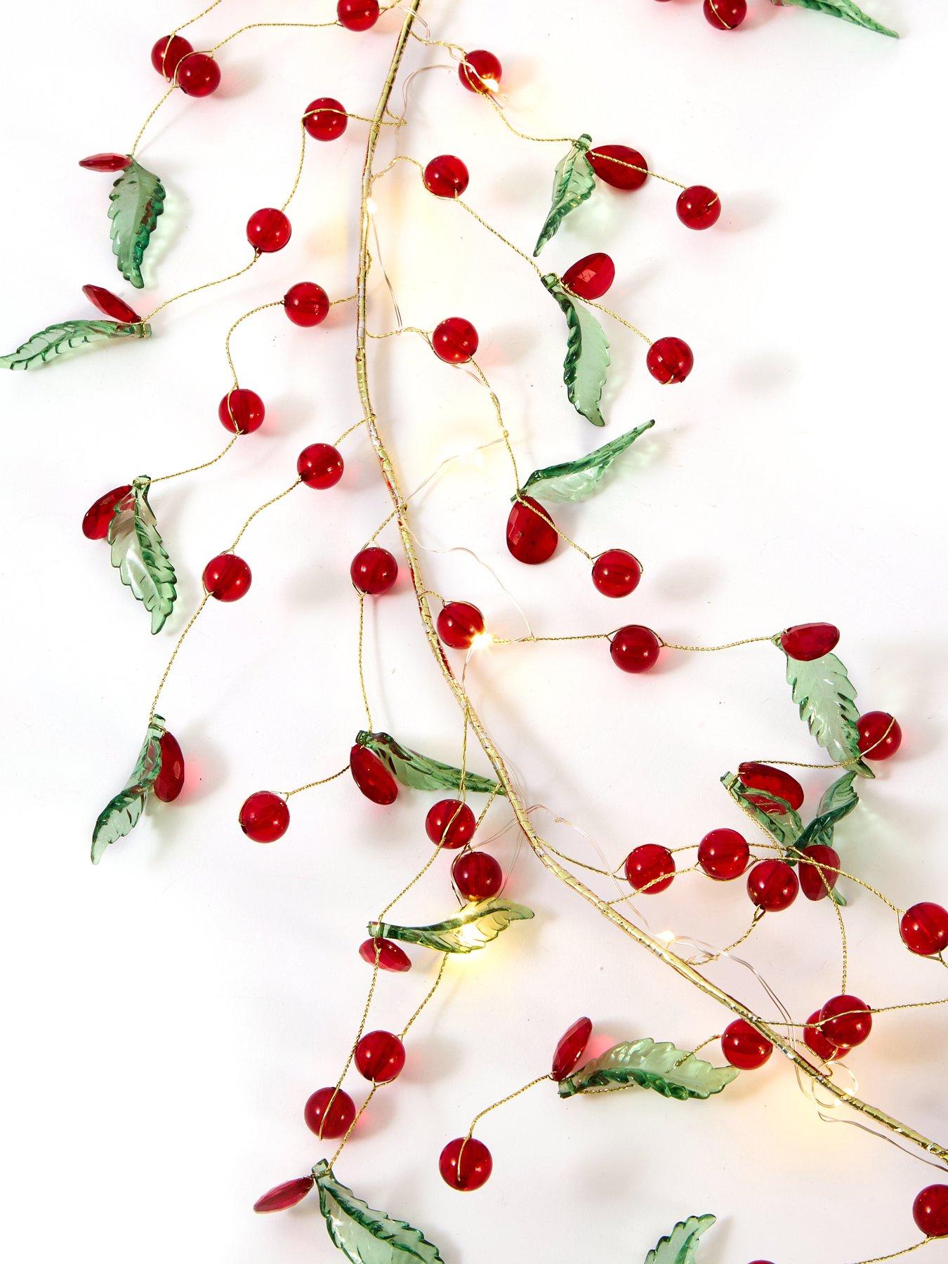 Image 4 of 4 of The Very Collection 6ft Prelit Beaded Holly &amp; Berry Christmas&nbsp;Garland