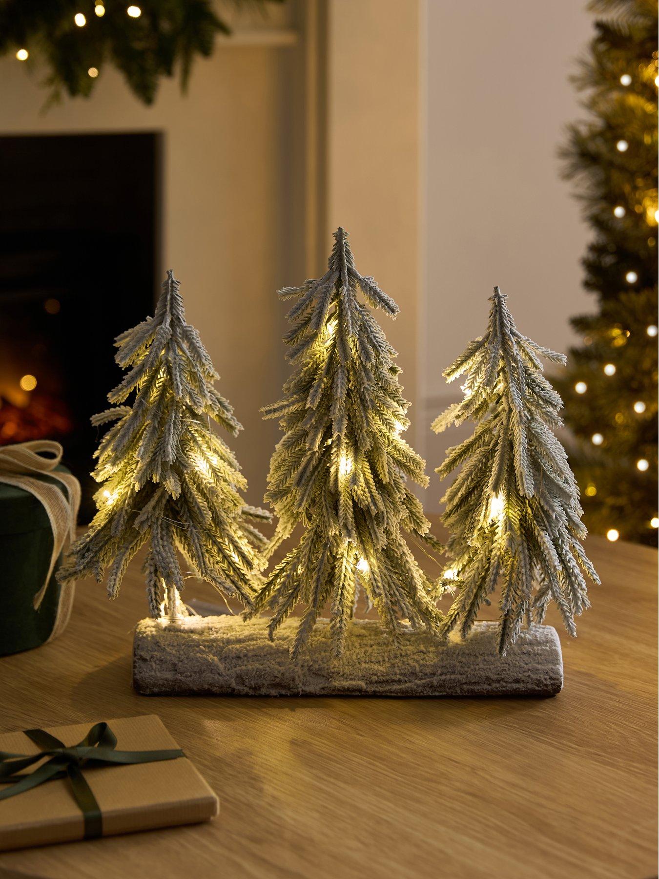 Image 1 of 7 of The Very Collection Prelit Snow Frosted Table Centre Tree Trio