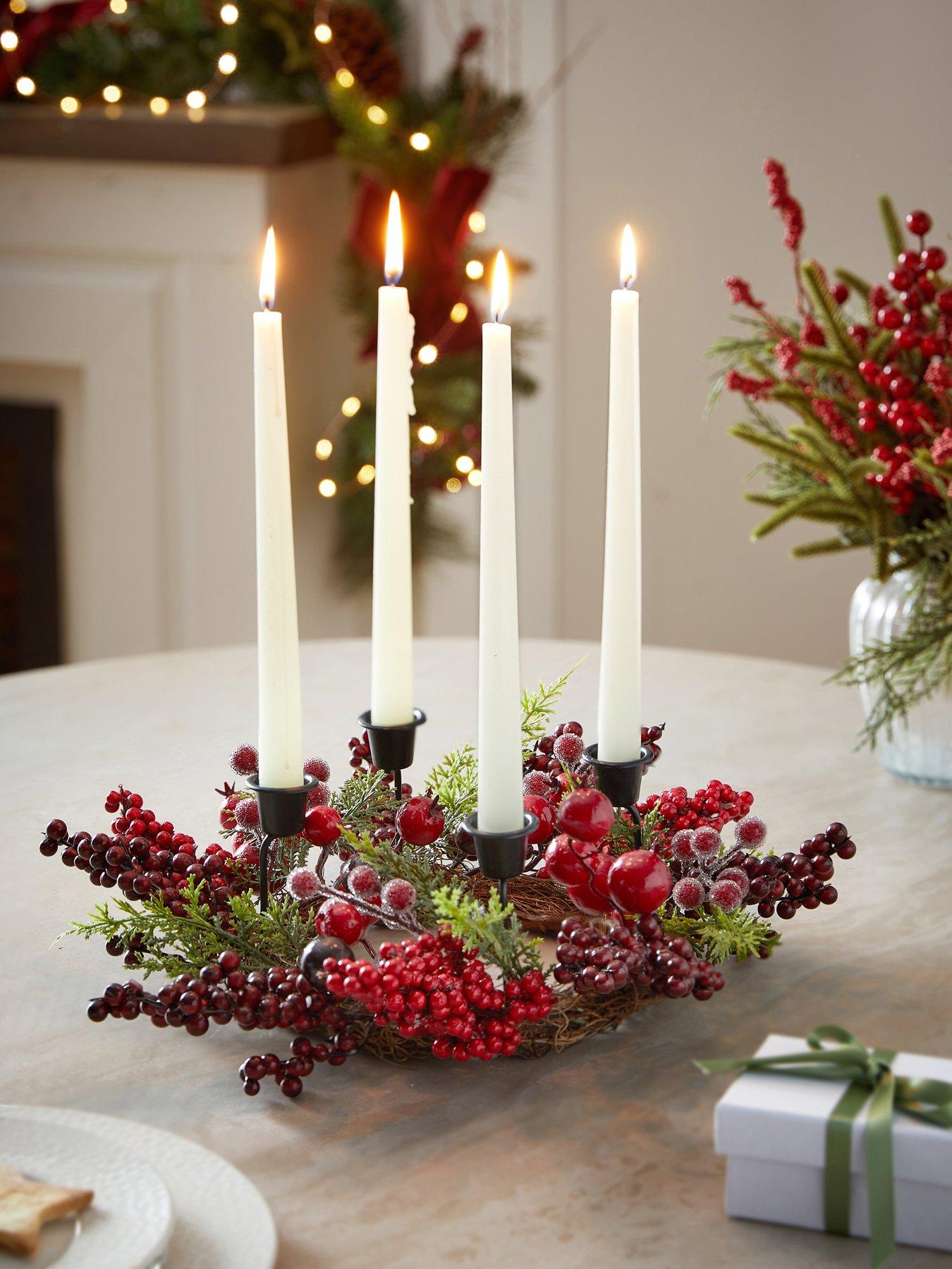 Image 1 of 5 of The Very Collection Mixed Berry Christmas Table Centre Candle Holder