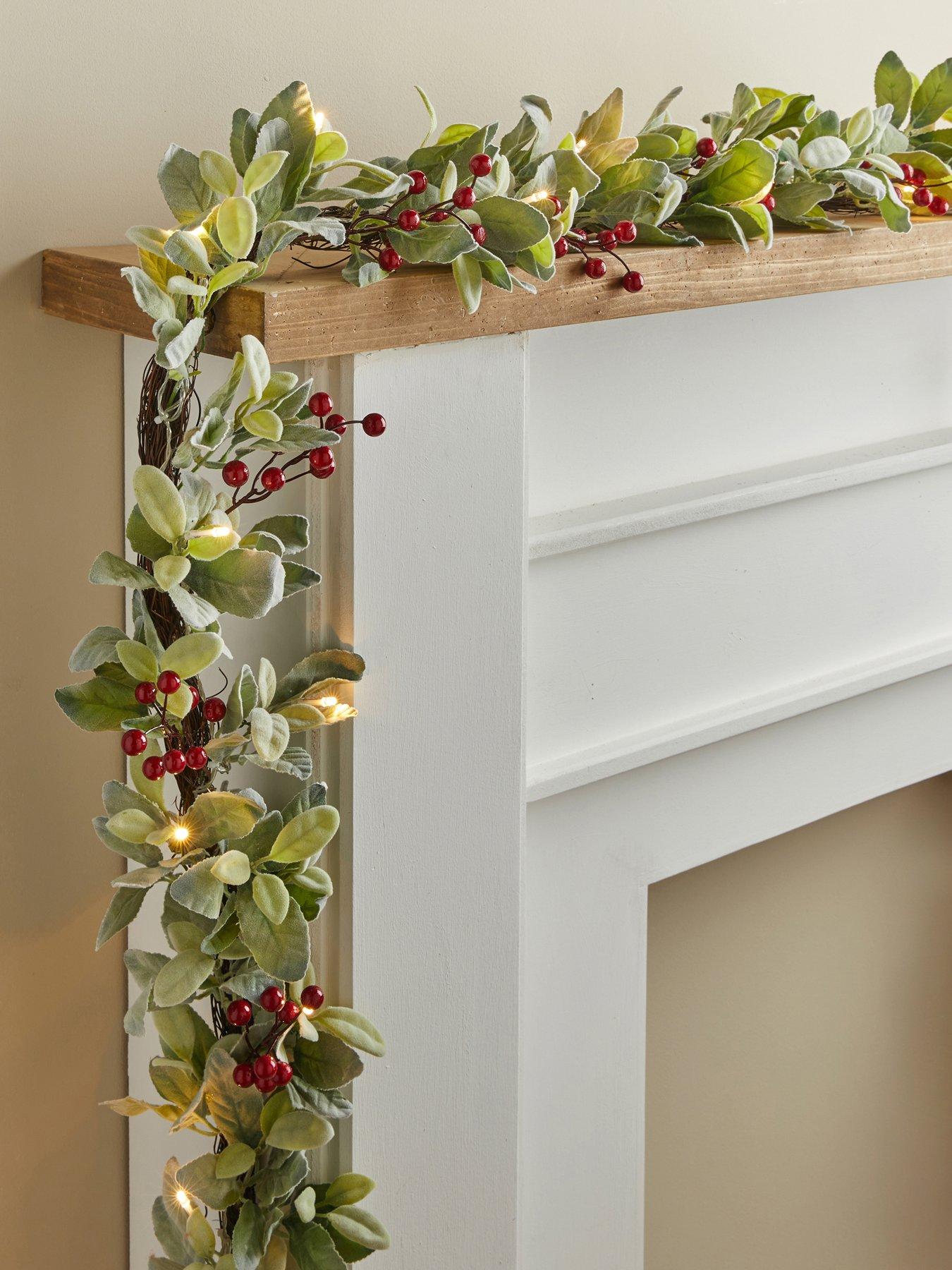 Image 1 of 4 of The Very Collection 6ft Prelit Lambsear And Berries Garland