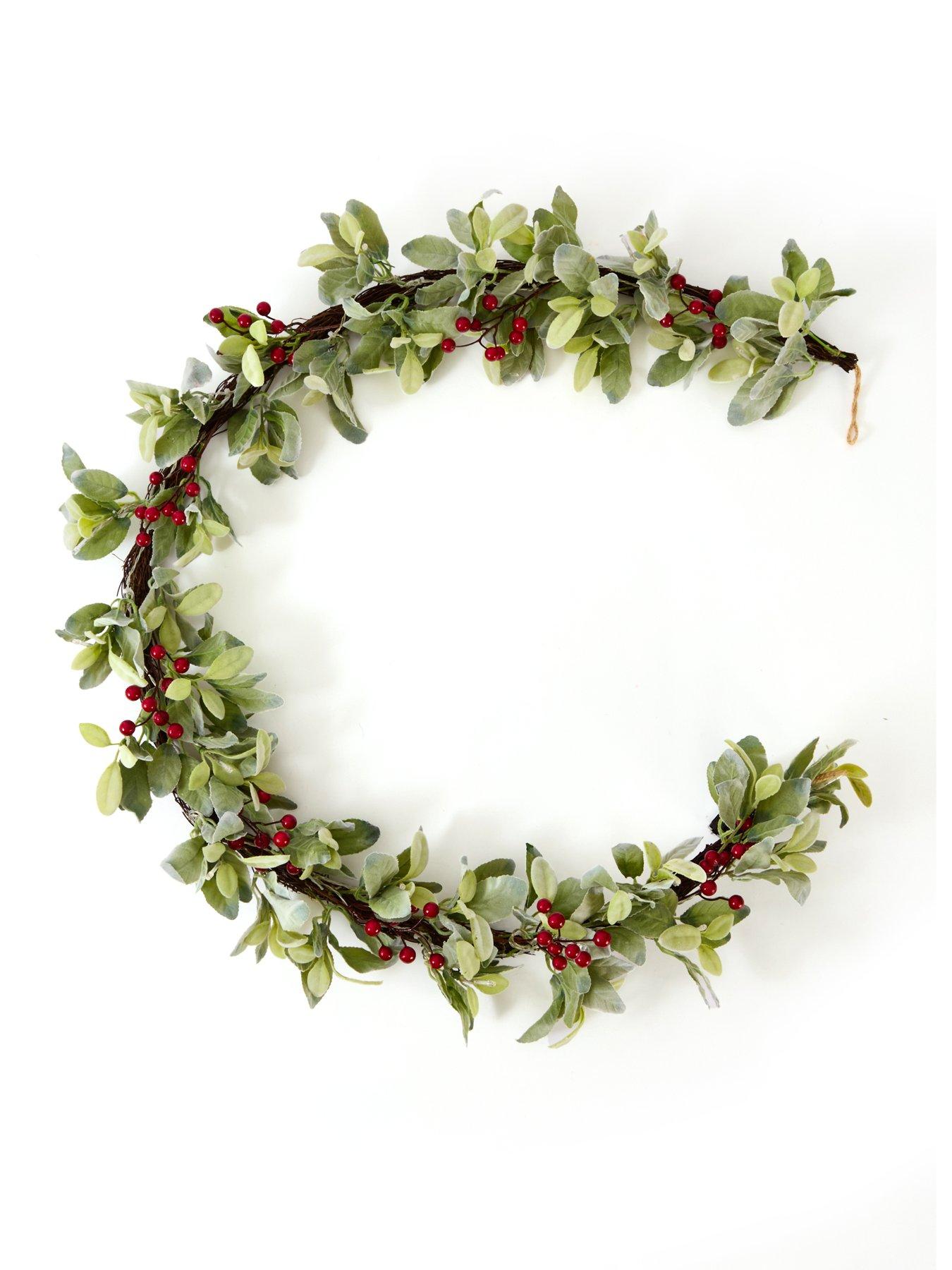 Image 2 of 4 of The Very Collection 6ft Prelit Lambsear And Berries Garland