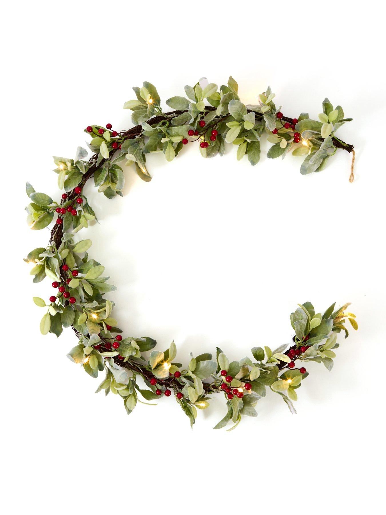 Image 3 of 4 of The Very Collection 6ft Prelit Lambsear And Berries Garland