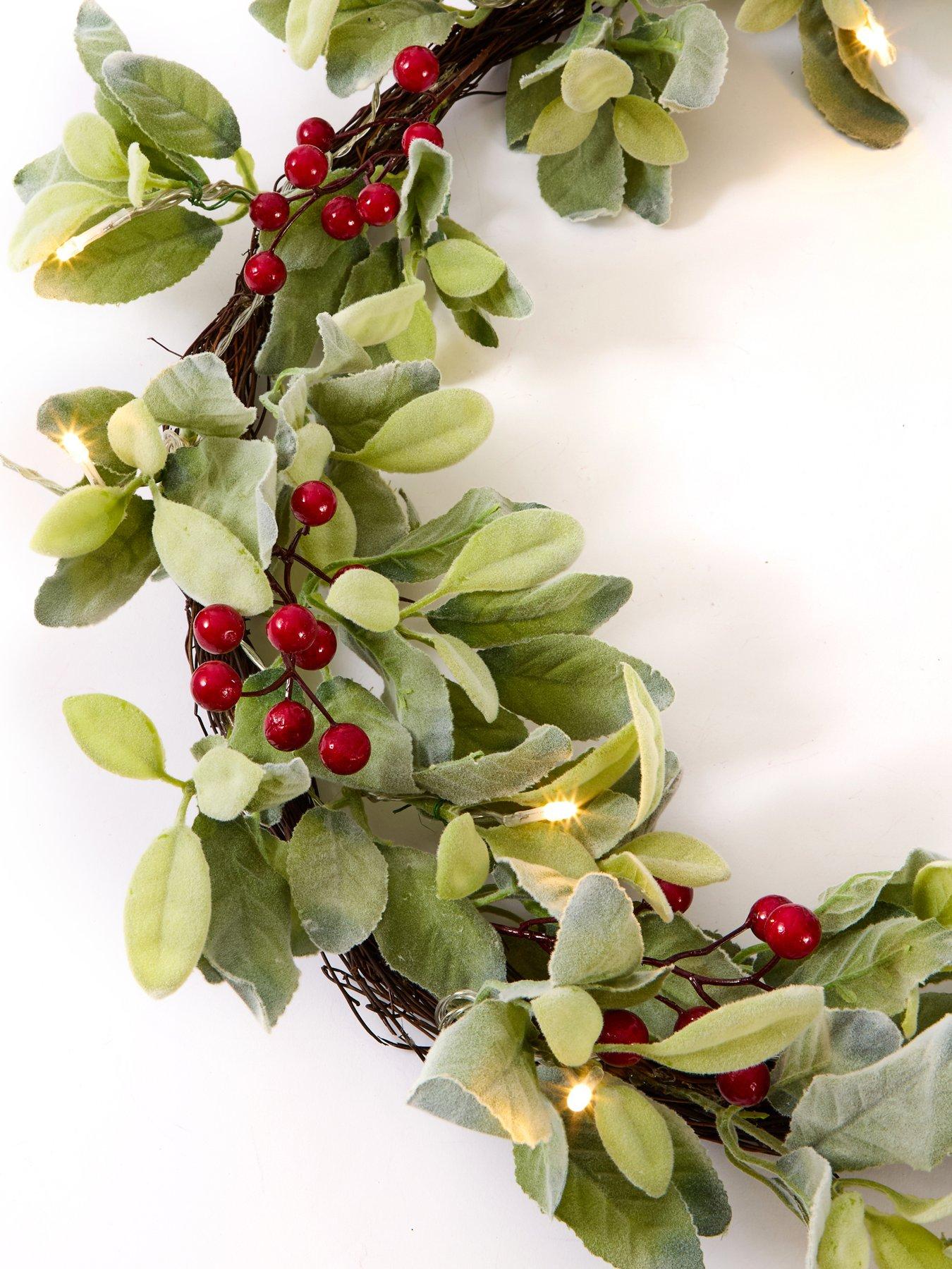 Image 4 of 4 of The Very Collection 6ft Prelit Lambsear And Berries Garland