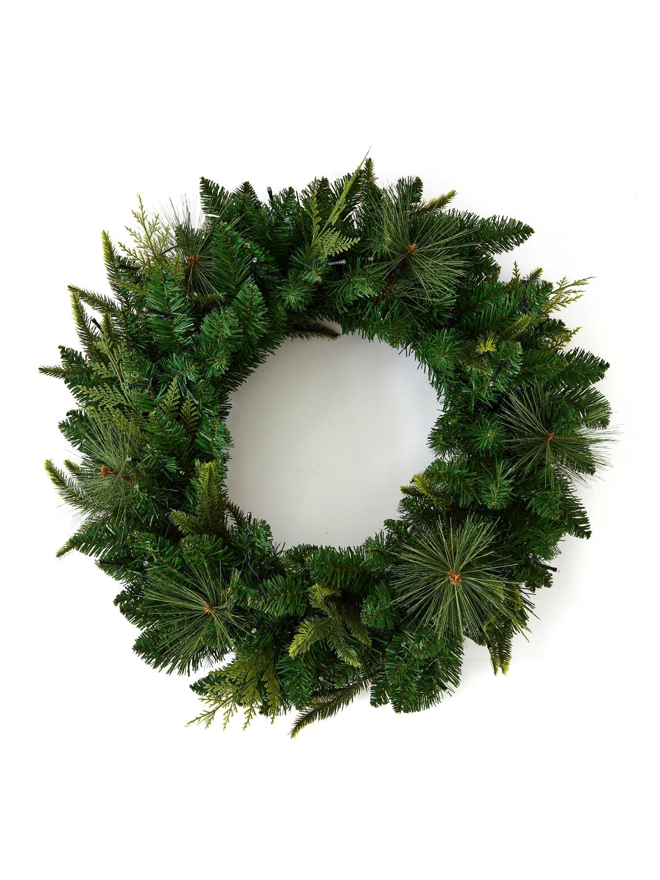 Image 2 of 5 of The Very Collection 76cm Prelit Mixed Leaf Christmas&nbsp;Wreath