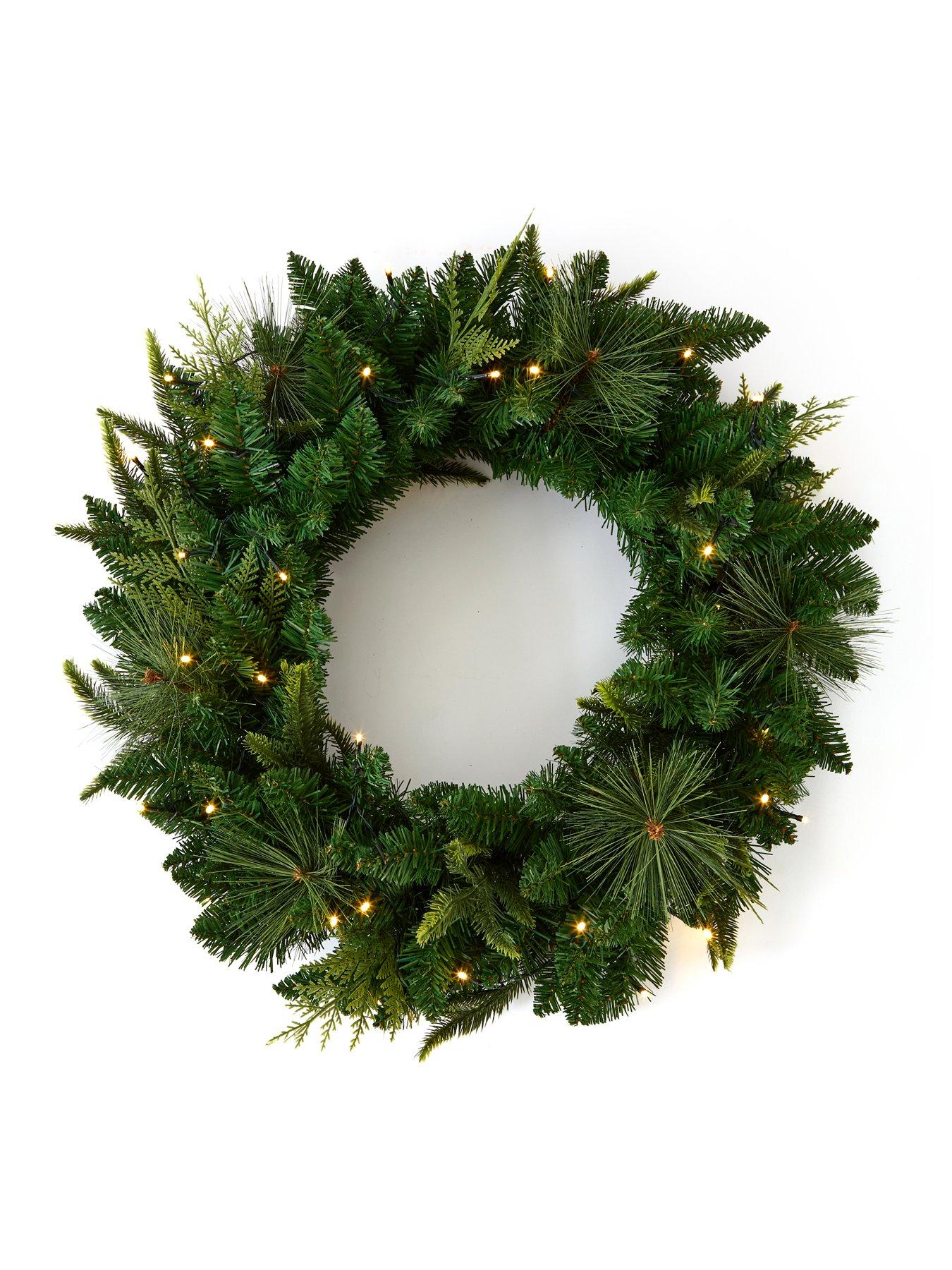 Image 3 of 5 of The Very Collection 76cm Prelit Mixed Leaf Christmas&nbsp;Wreath