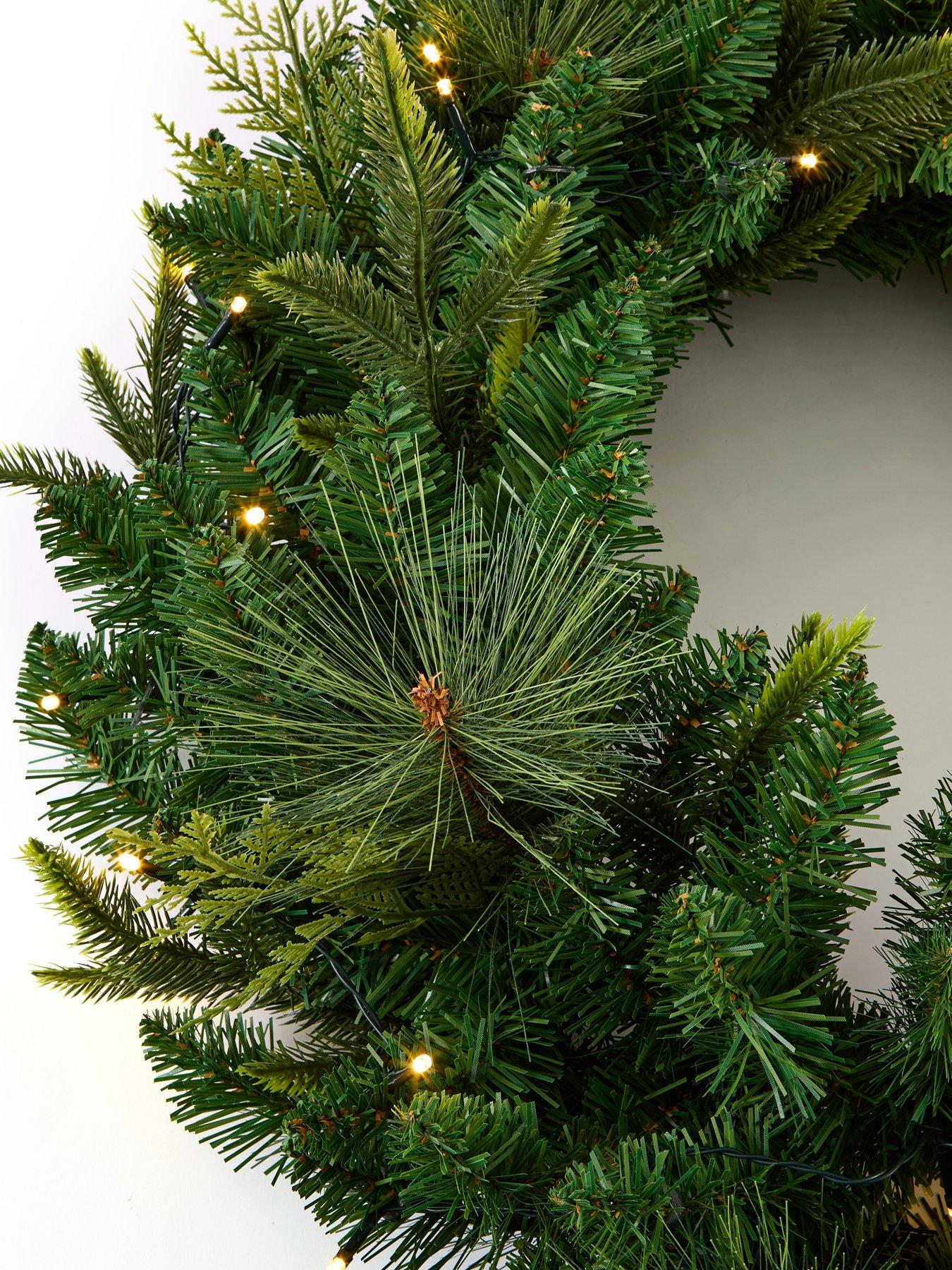 Image 4 of 5 of The Very Collection 76cm Prelit Mixed Leaf Christmas&nbsp;Wreath