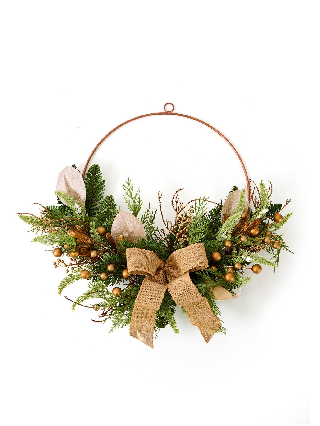 Image 2 of 4 of The Very Collection Half Christmas Wreath with Hessian Bow
